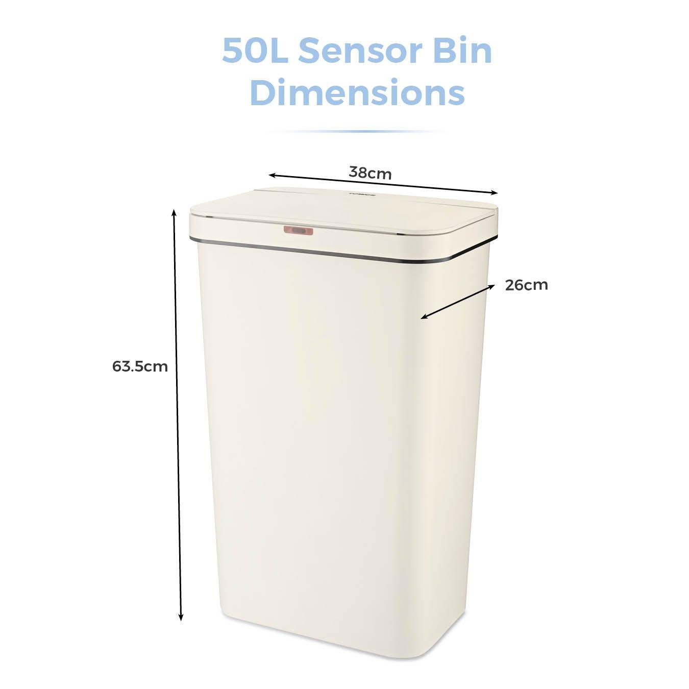 Cream - Tower - 50L Rectangular Sensor Bin Cream - 8