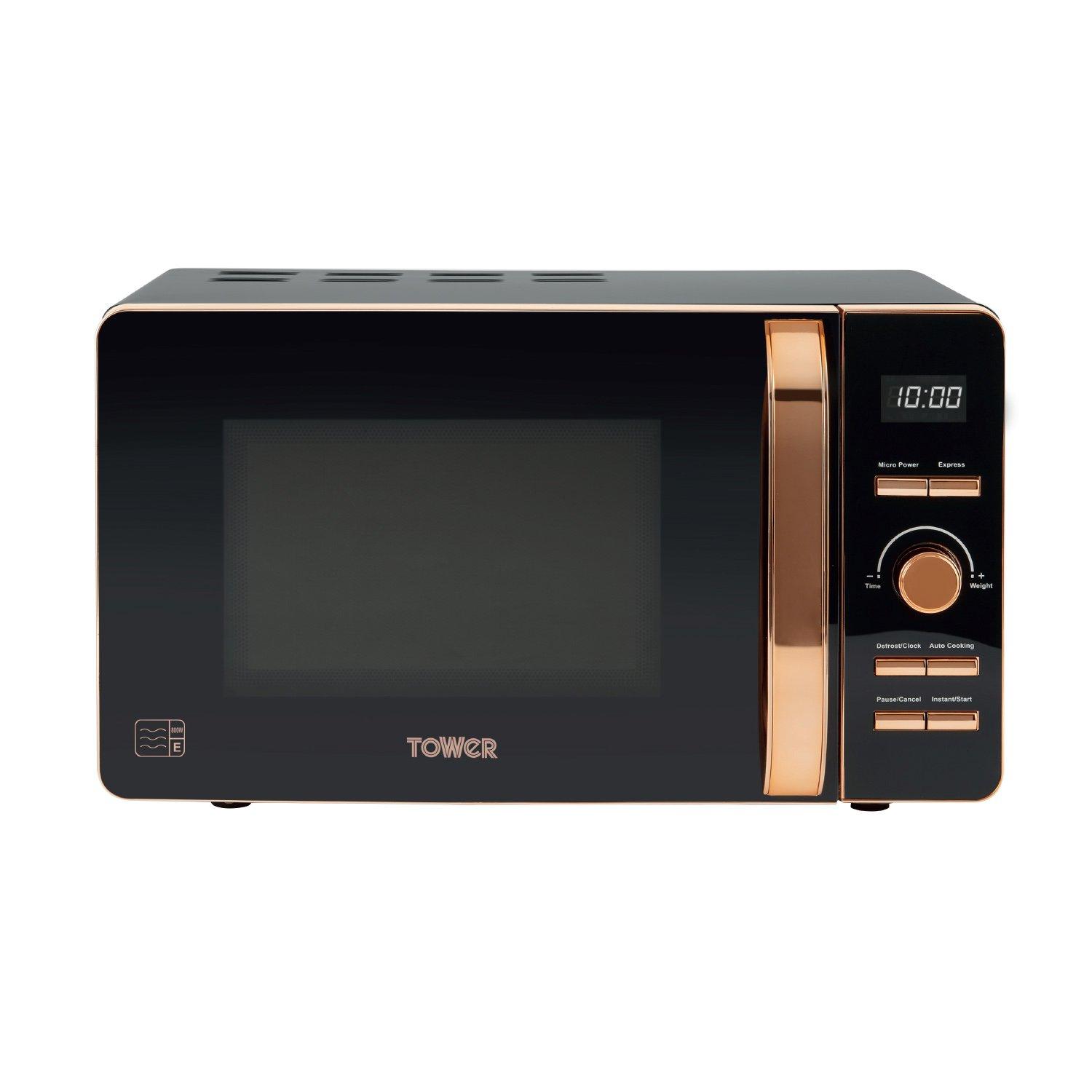 Black - Tower - Rose Gold 800W 20 Litre Digital Microwave - 1