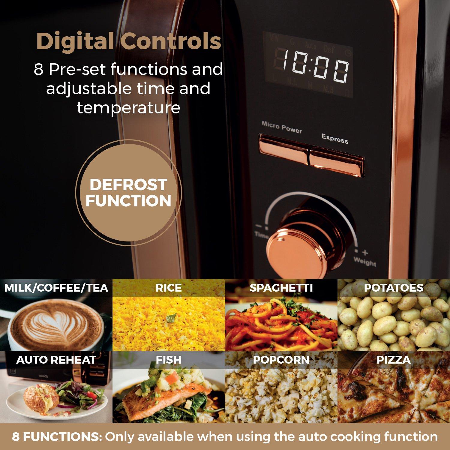 Black - Tower - Rose Gold 800W 20 Litre Digital Microwave - 3