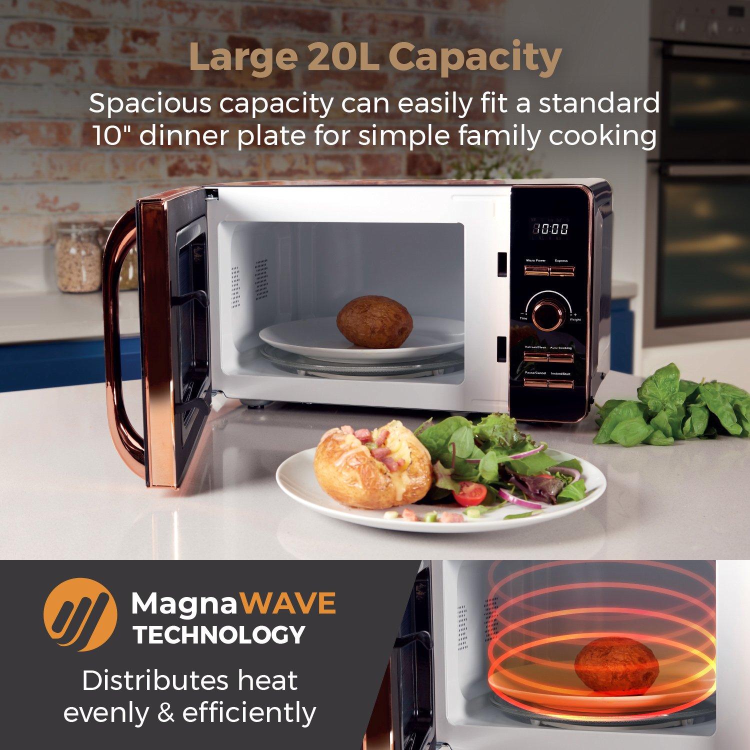 Black - Tower - Rose Gold 800W 20 Litre Digital Microwave - 4