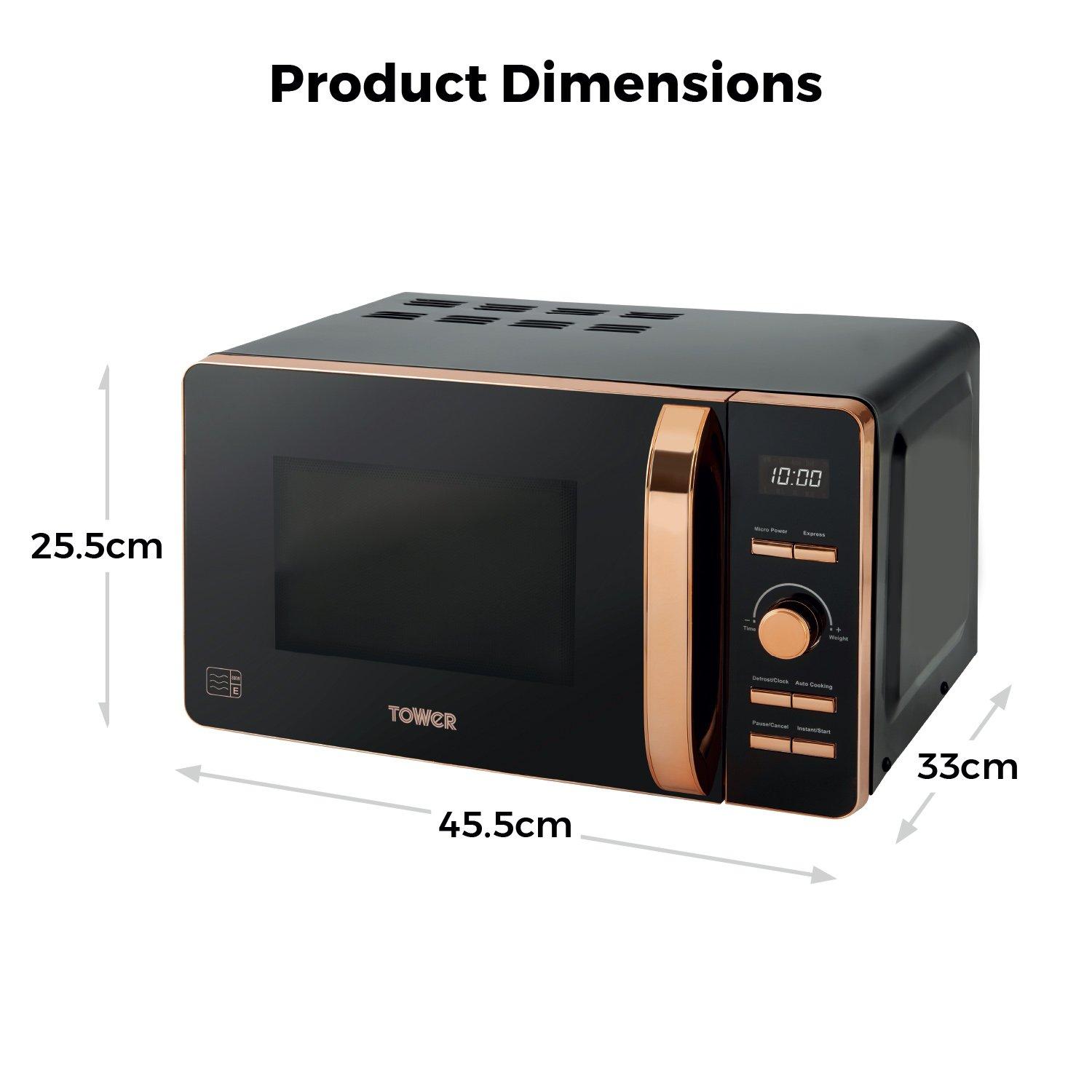 Black - Tower - Rose Gold 800W 20 Litre Digital Microwave - 6