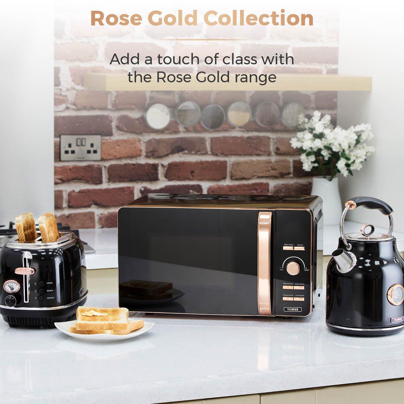 Black - Tower - Rose Gold 800W 20 Litre Digital Microwave - 9