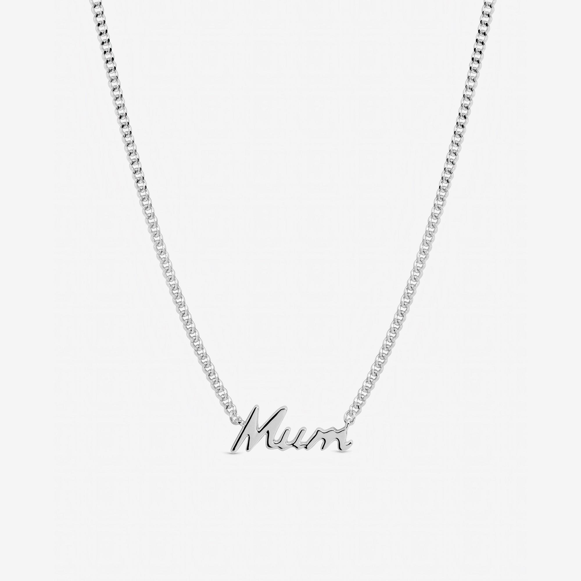 Silver - Inicio - Sterling Silver Plated Mum Necklace - Gift Pouch - 1