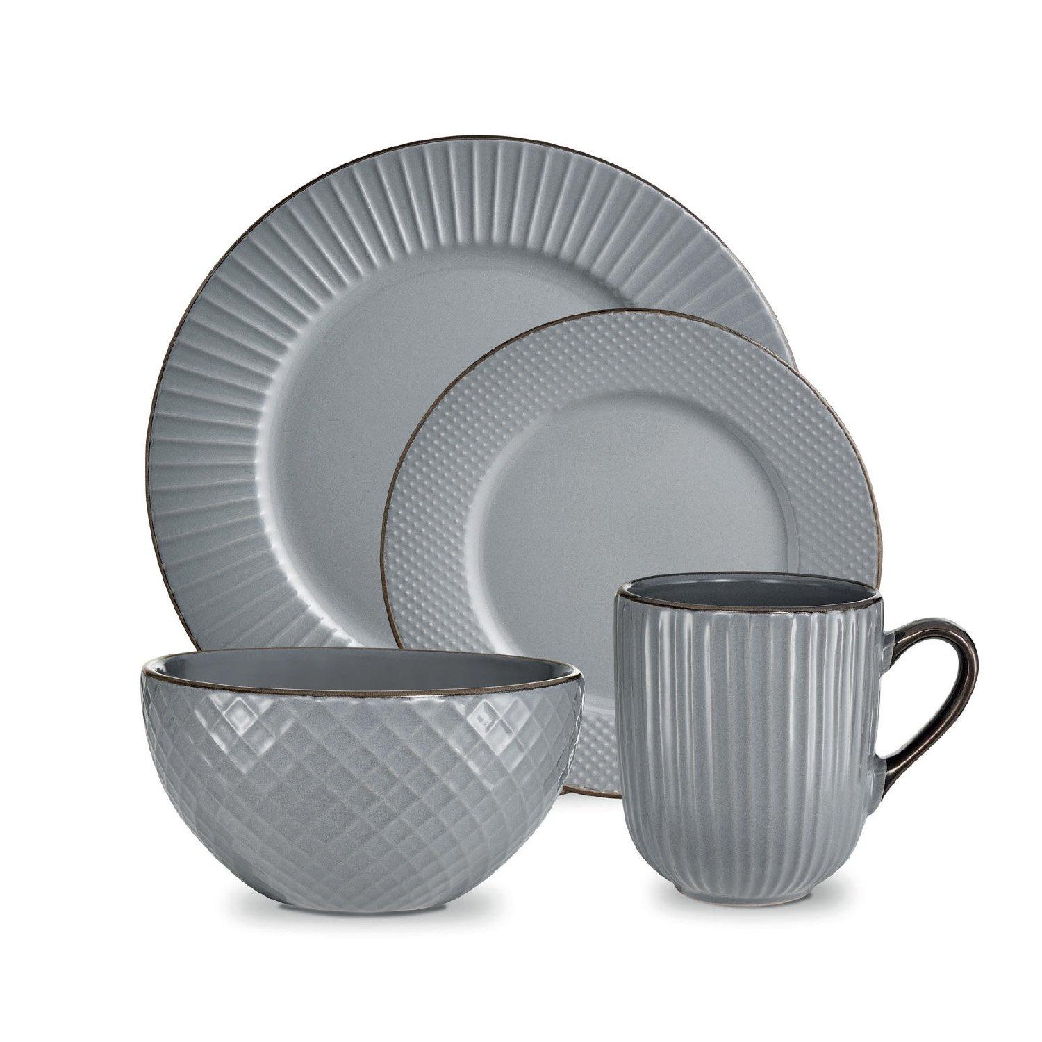 Tower  Empire 16 Piece Dinnerware Set - Grey - Medium