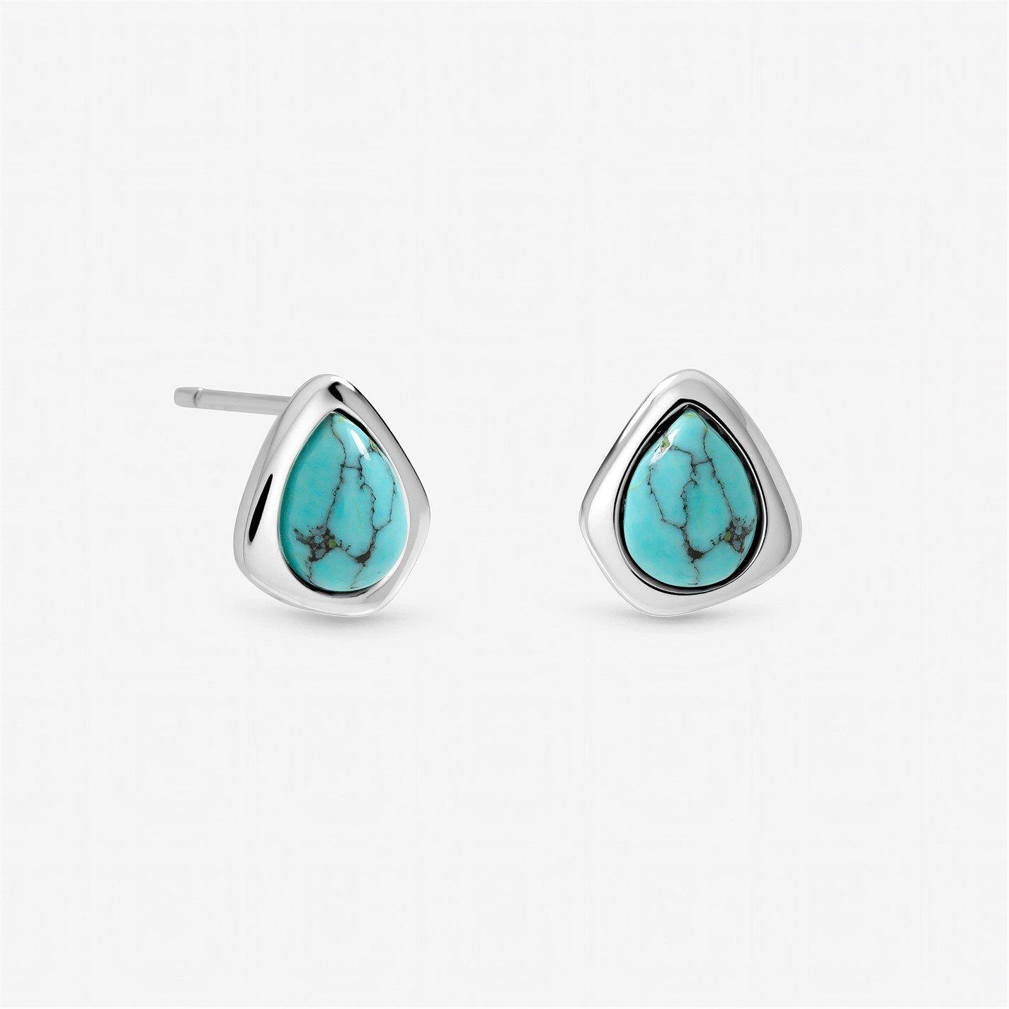 Inicio Women's Sterling Plated Turquoise Polished Studs Silver