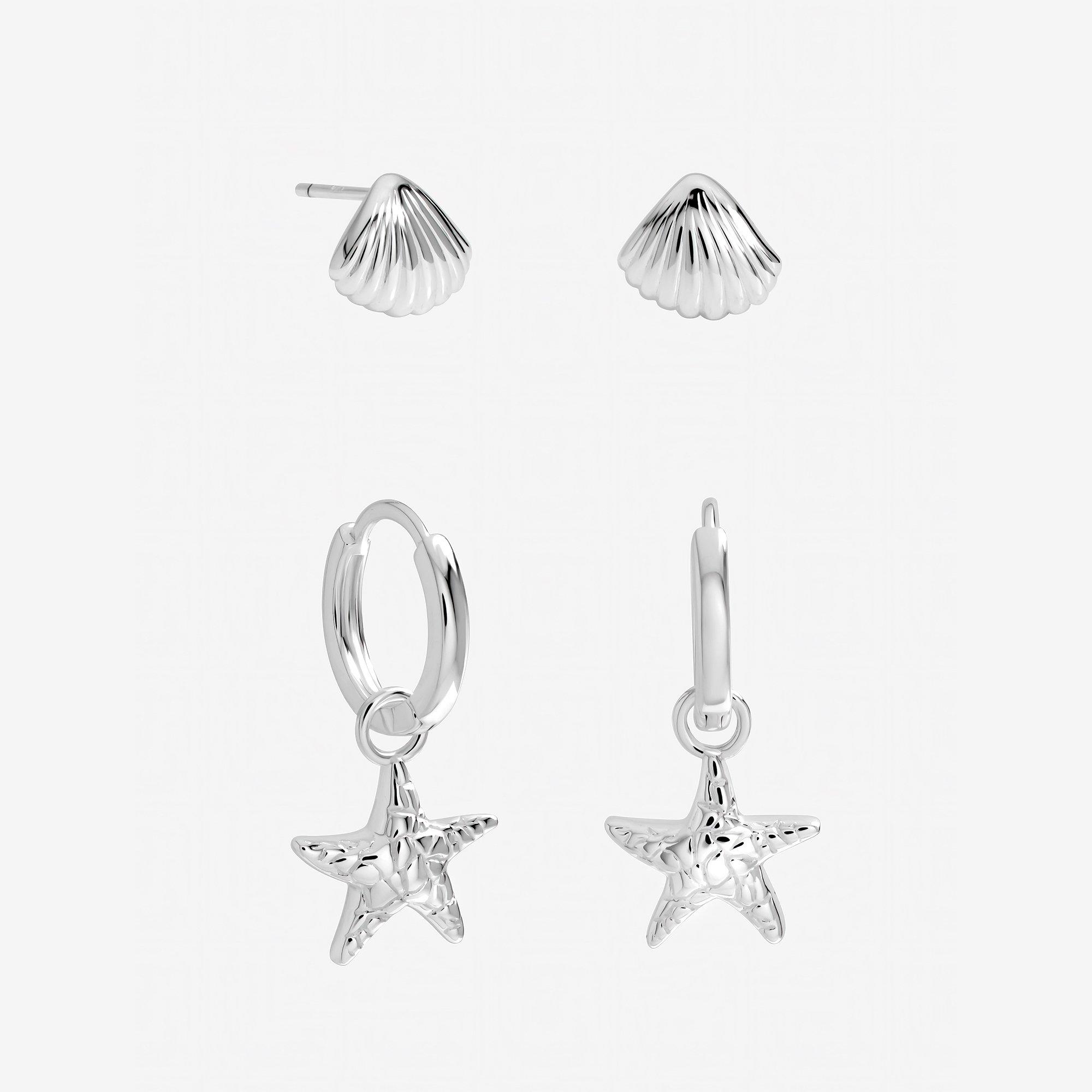 Silver - Inicio - Sterling Silver Starfish Earrings - Pack of 2 - 1