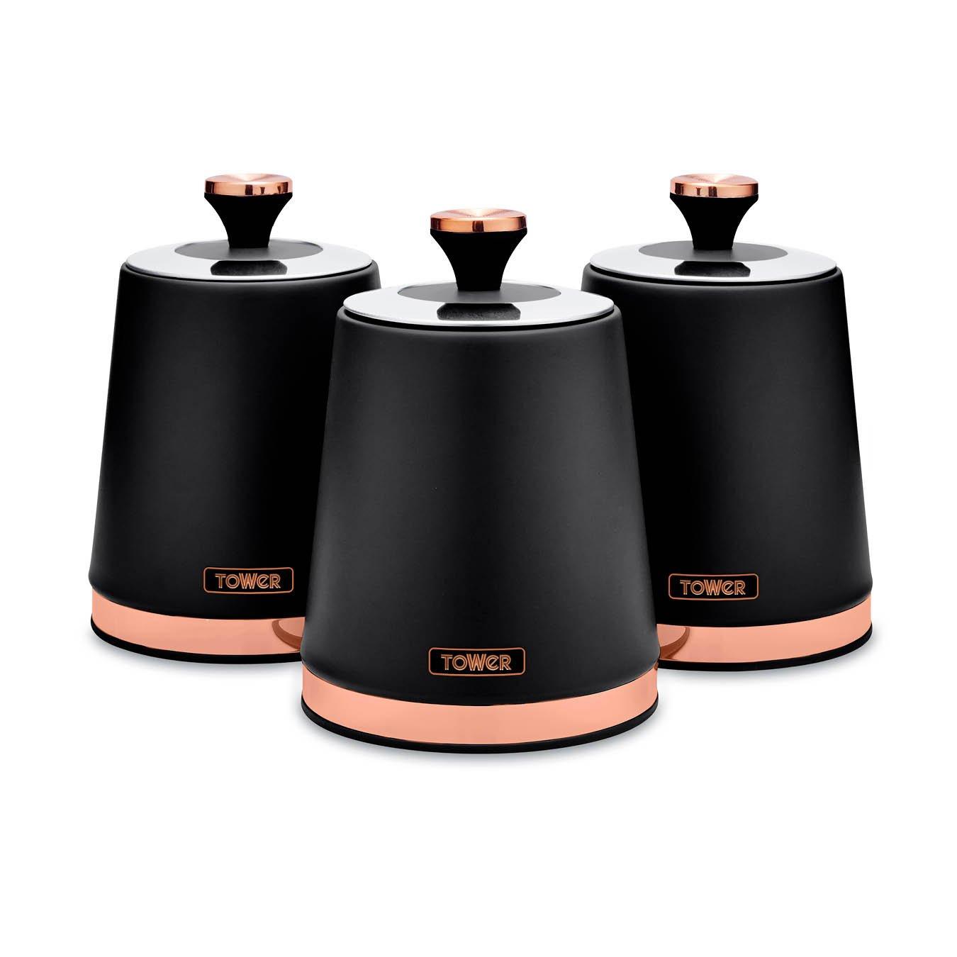 Black - Tower - Cavaletto Set Of 3 Canisters - 1