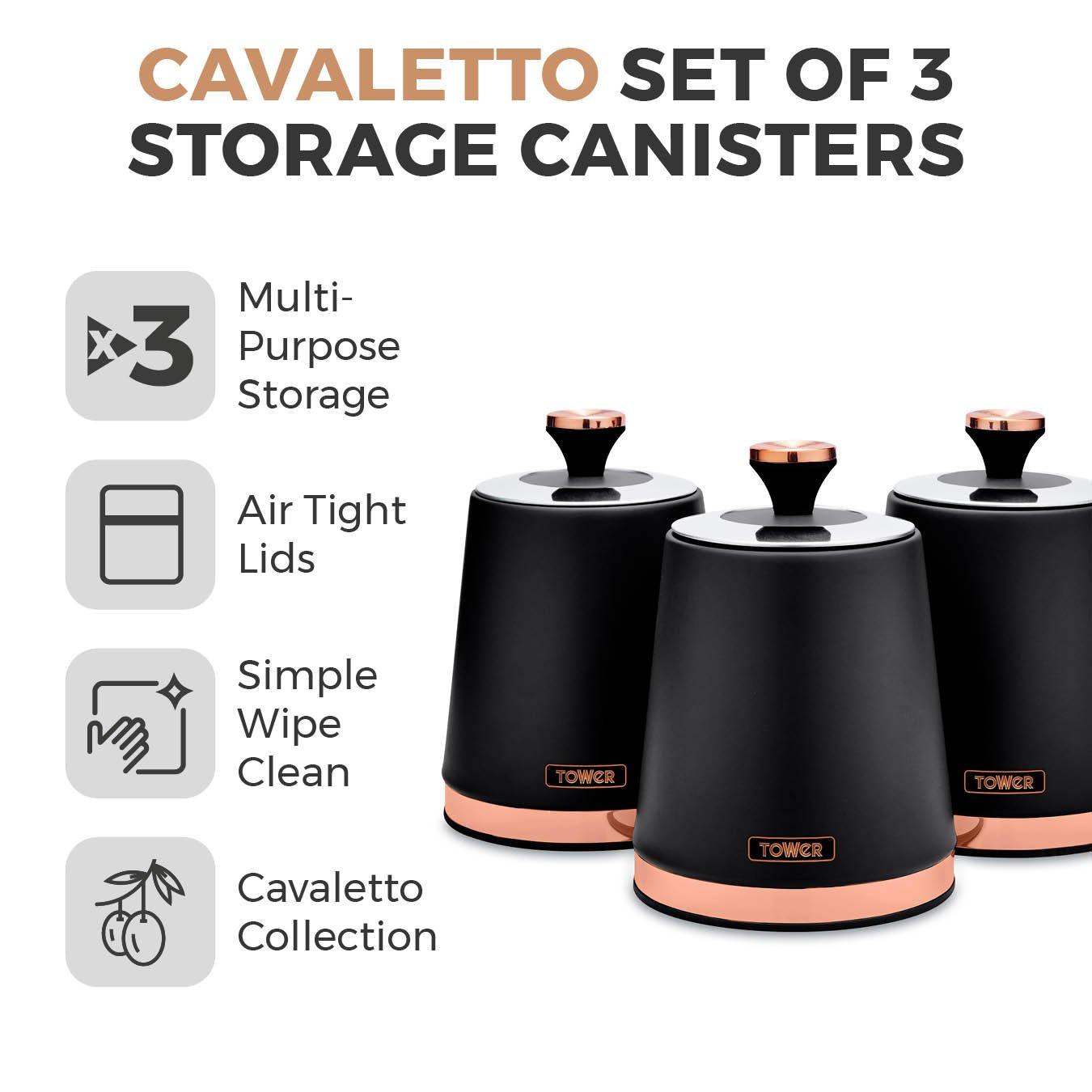 Black - Tower - Cavaletto Set Of 3 Canisters - 2