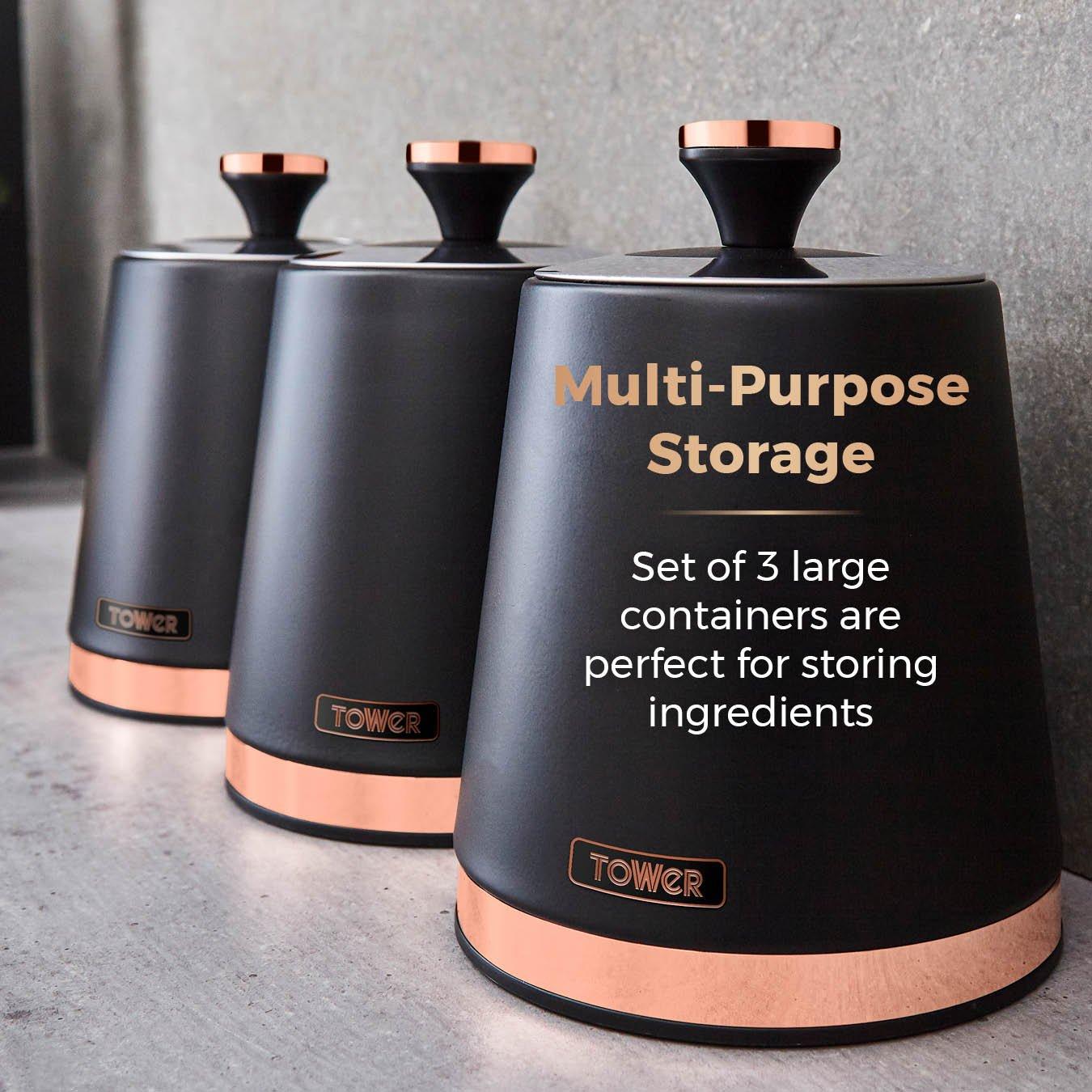 Black - Tower - Cavaletto Set Of 3 Canisters - 3