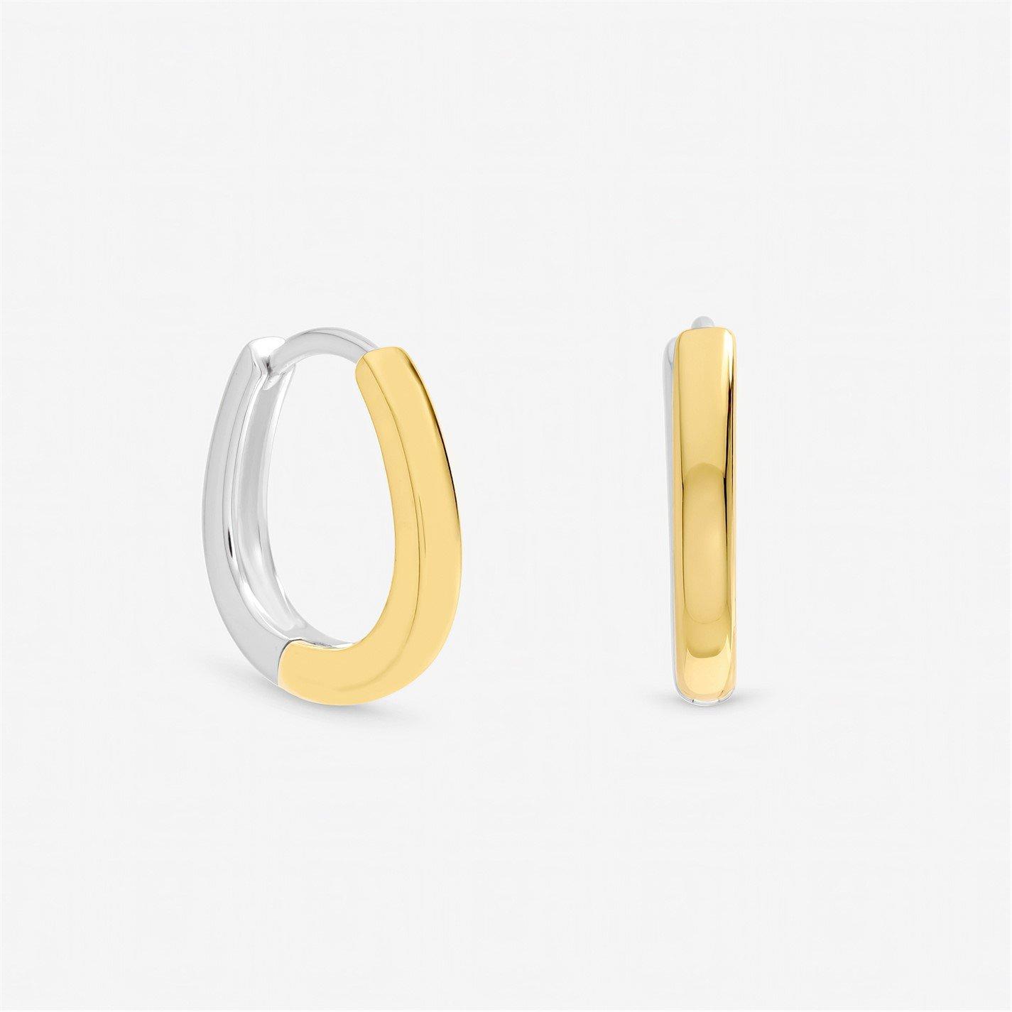 Inicio Women's Sterling Plated Two Tone Hoops Silver