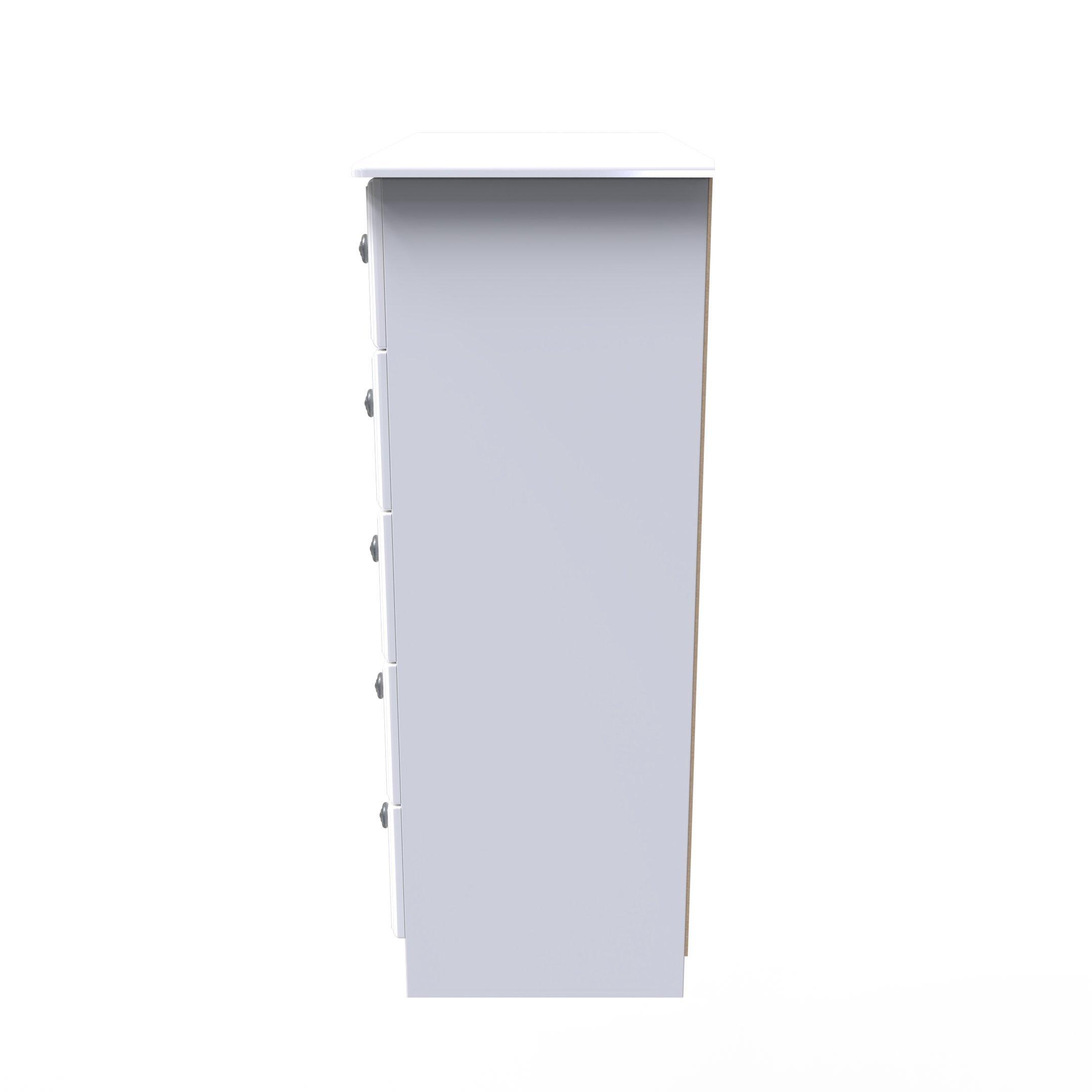 White Gloss & W - Welcome Furniture - Pembroke 5 Drawer Chest - 2