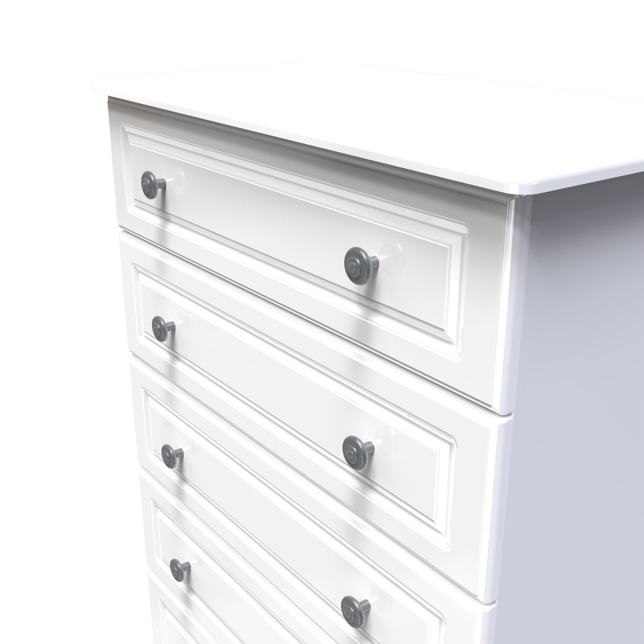 White Gloss & W - Welcome Furniture - Pembroke 5 Drawer Chest - 4