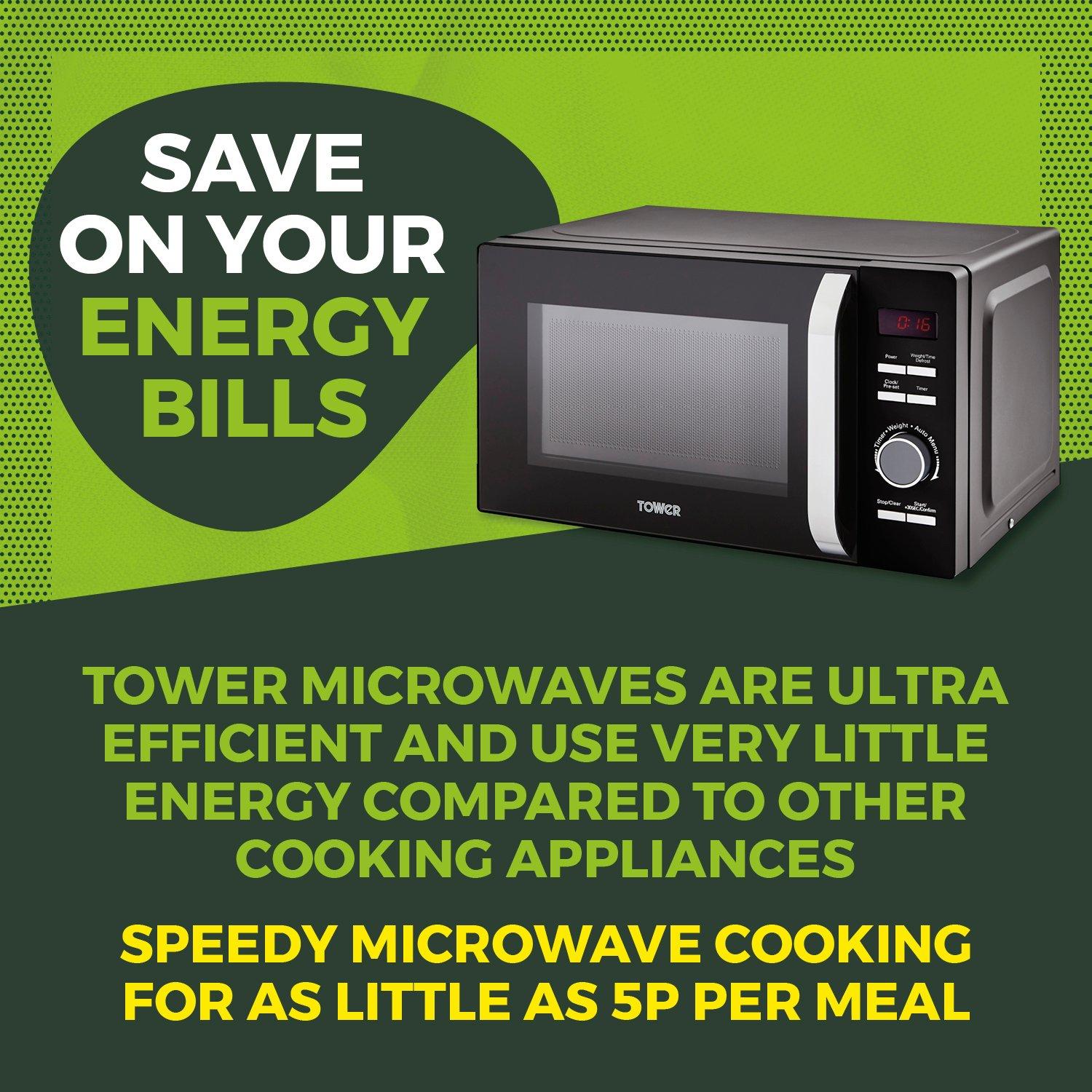 Black - Tower - Renaissance 20L Microwave Digital Black - 3