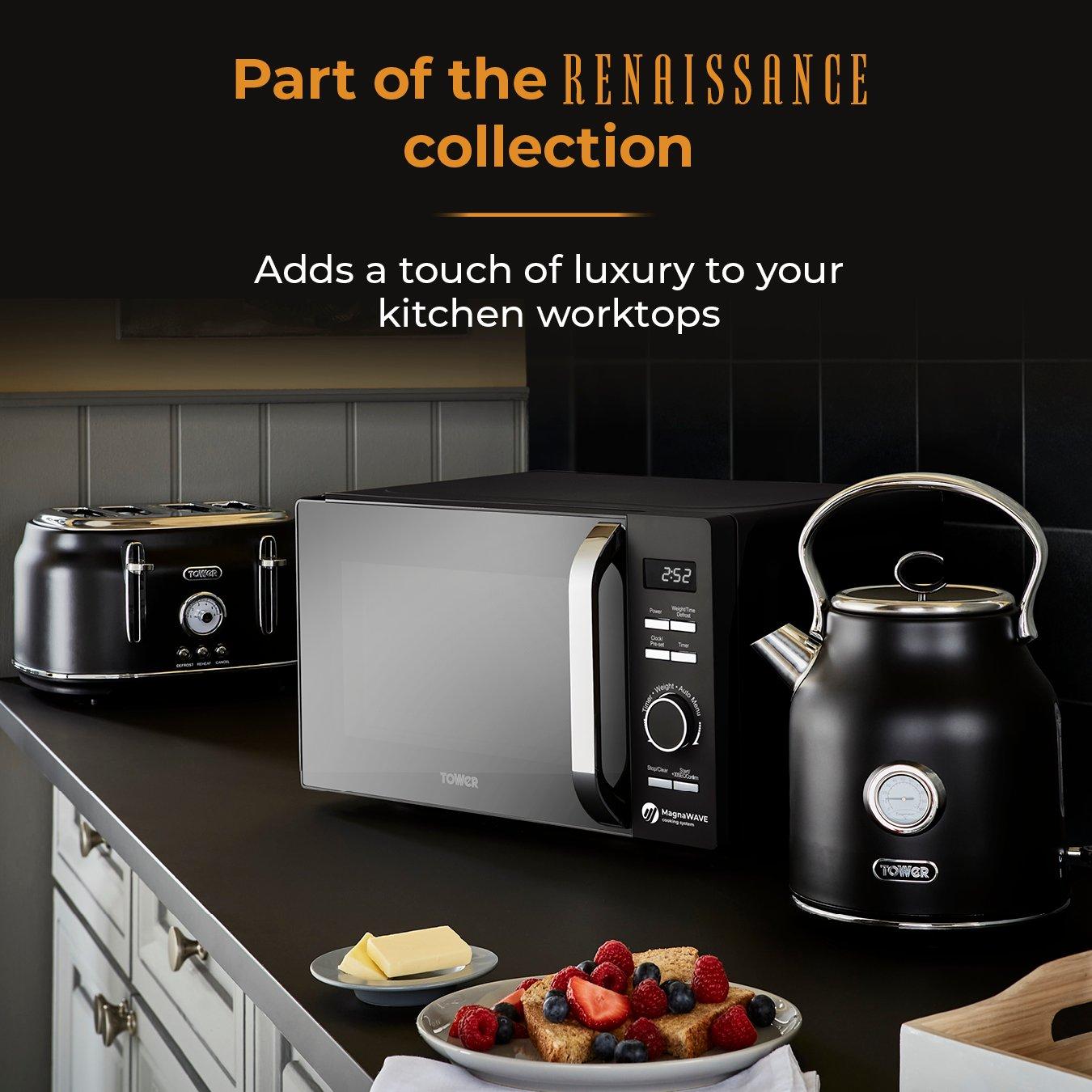 Black - Tower - Renaissance 20L Microwave Digital Black - 10