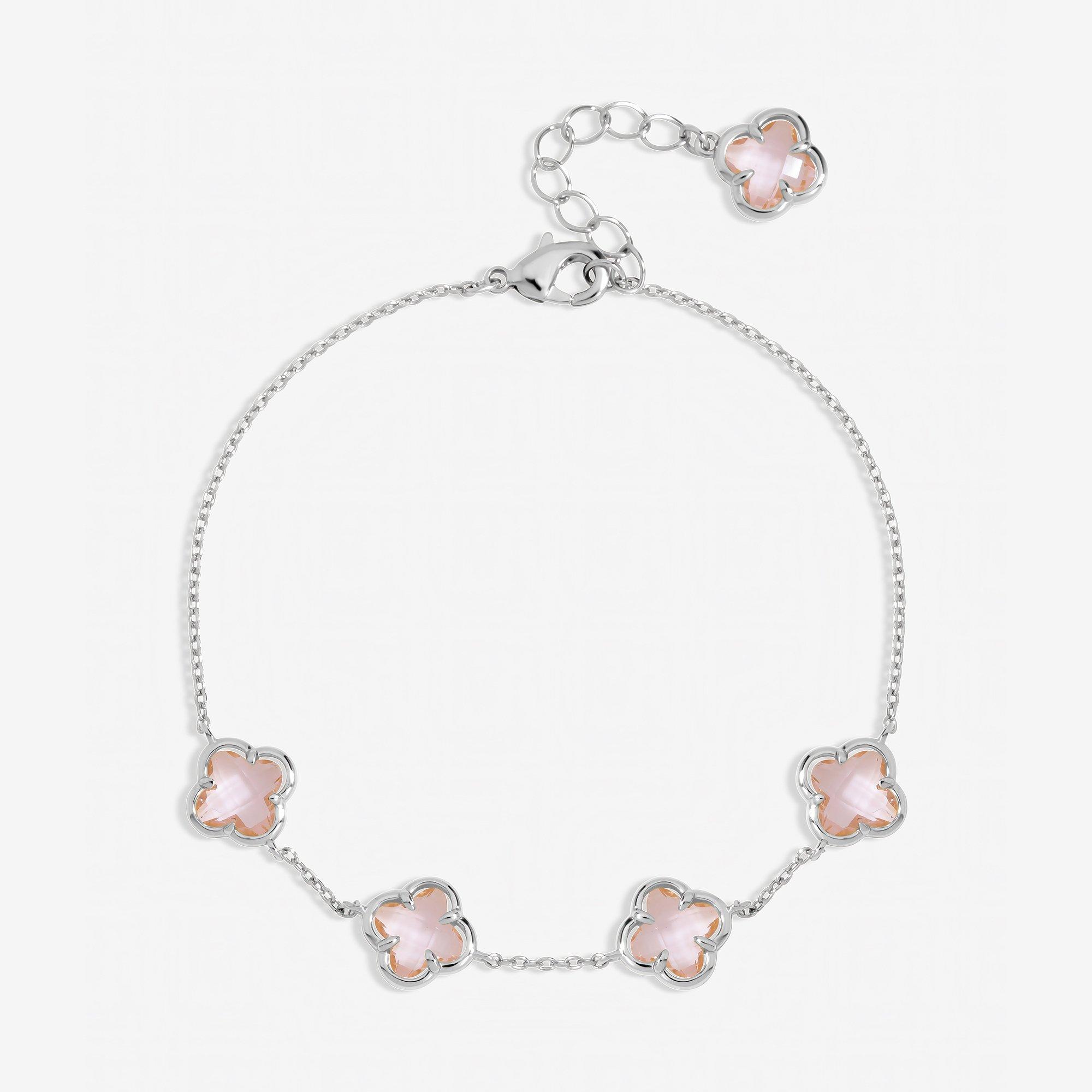 Silver - Inicio - Sterling Silver Rose Clover Bracelet - Gift Pouch - 1