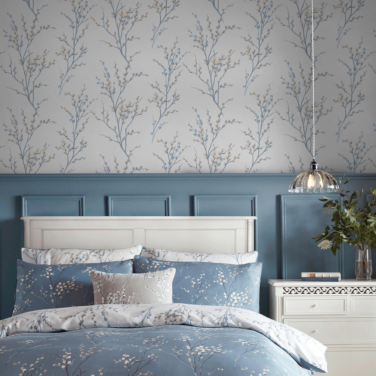 White - Laura Ashley - Laura Ashley Pussy Willow Seaspray Wallpaper - 1