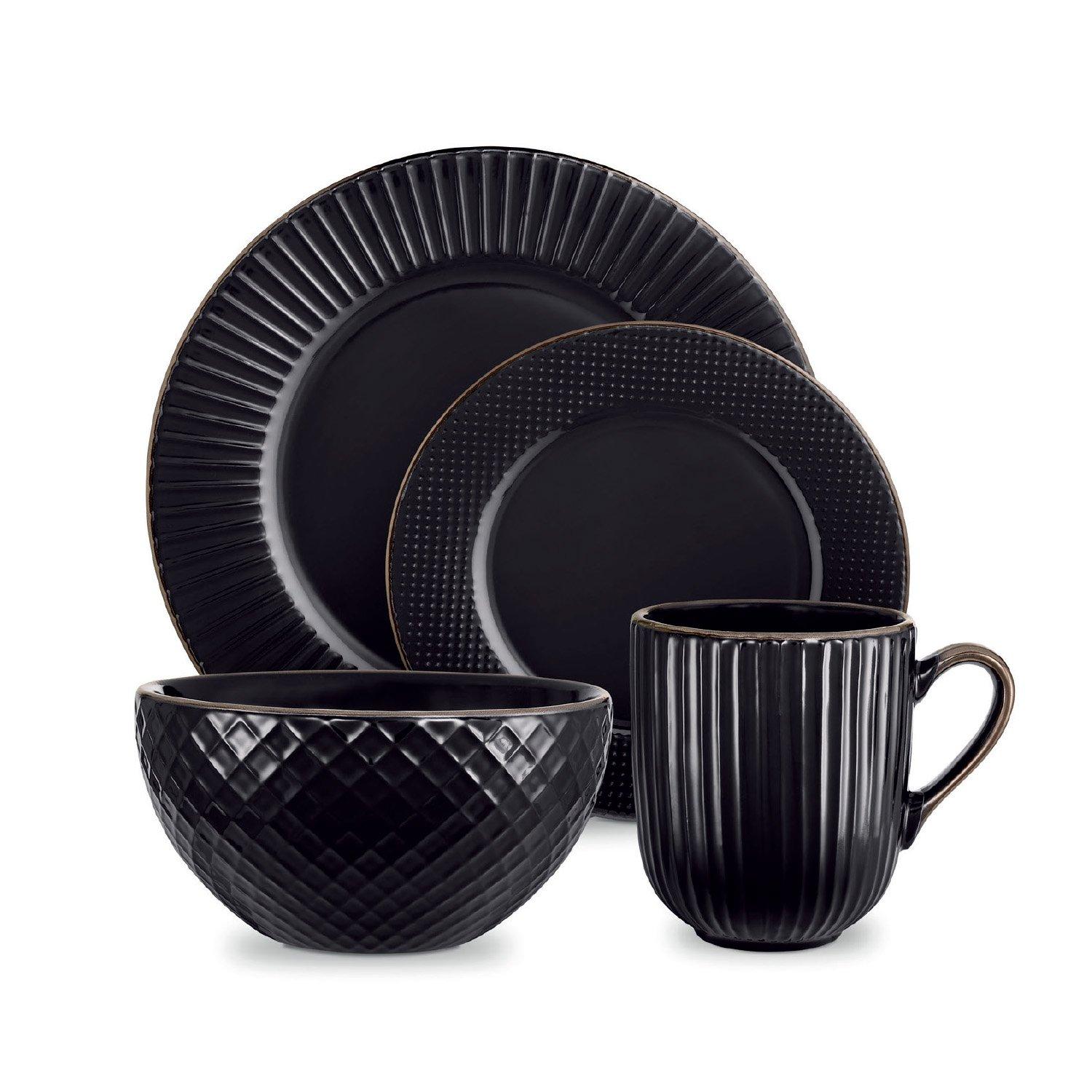 Tower Empire 16 Piece Dinnerware Set Black Medium - Image 5