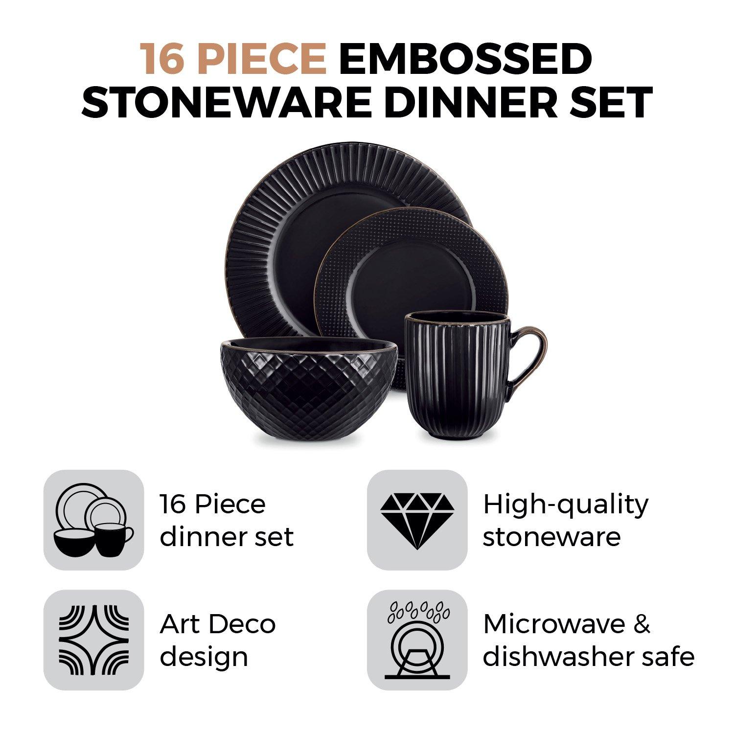 Black - Tower - Empire 16 Piece Dinnerware Set - 2