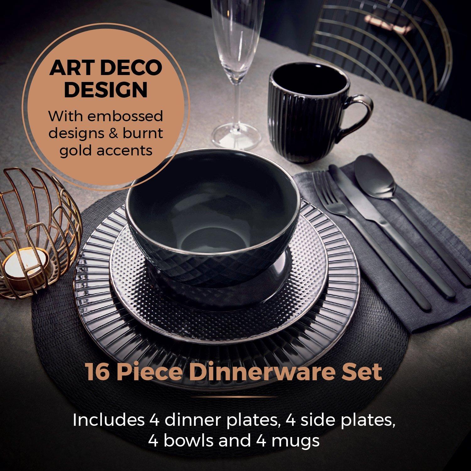 Black - Tower - Empire 16 Piece Dinnerware Set - 3