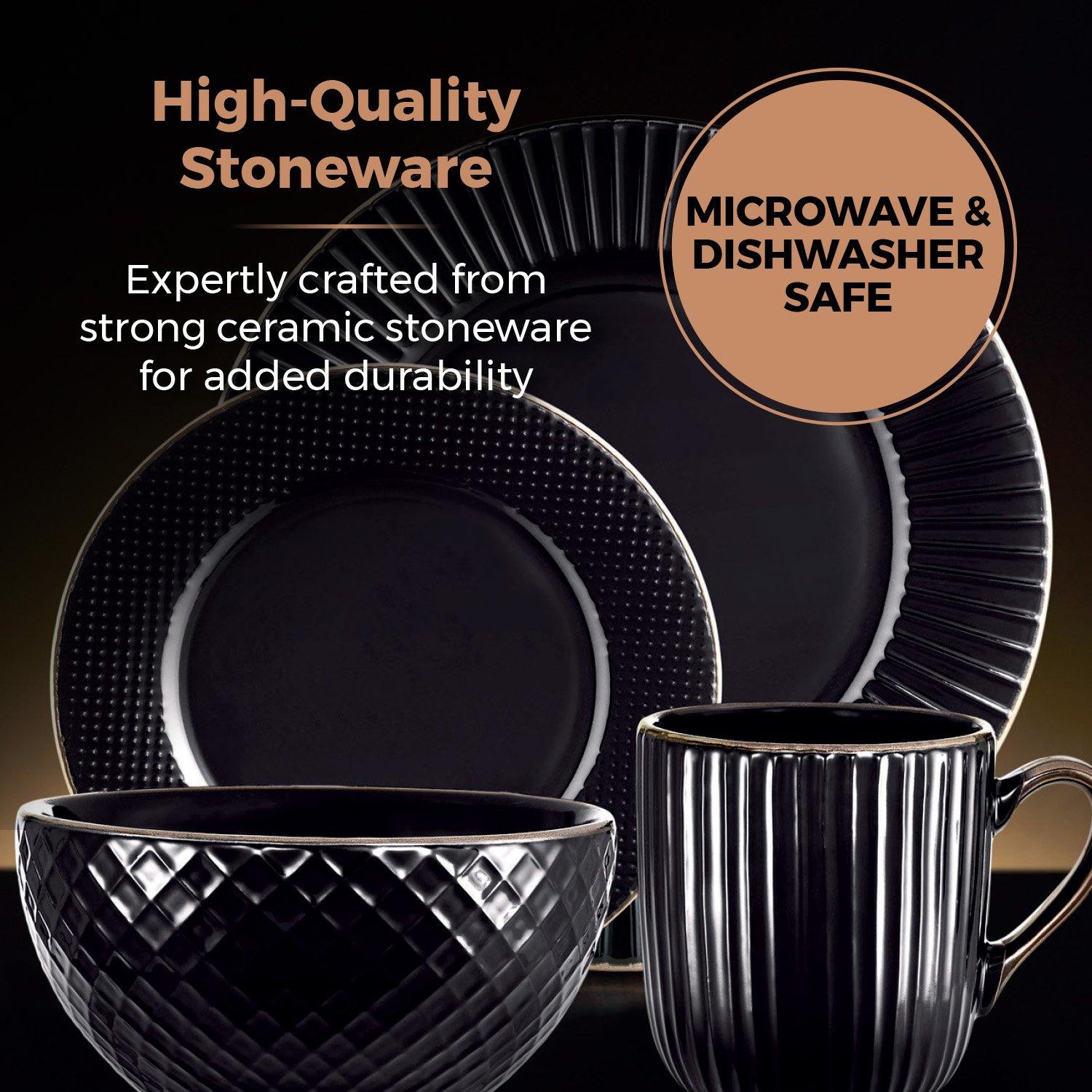 Black - Tower - Empire 16 Piece Dinnerware Set - 4