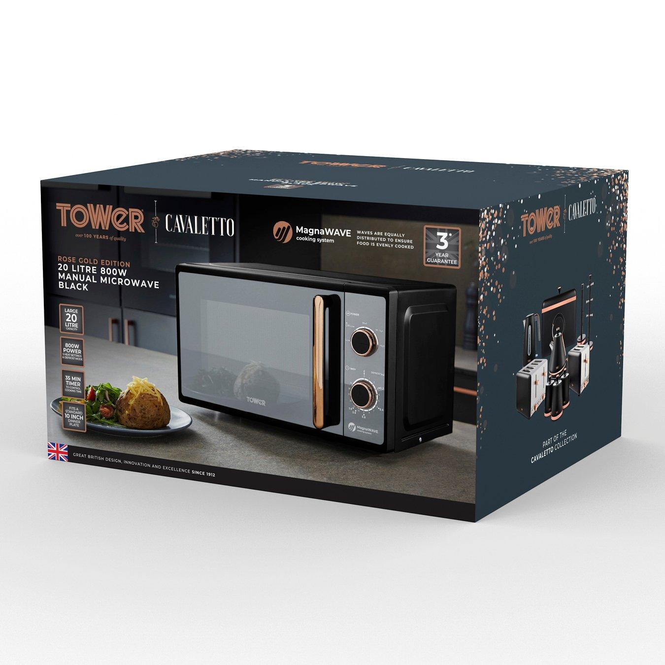 Black - Tower - Cavaletto 20L Manual Microwave - 11