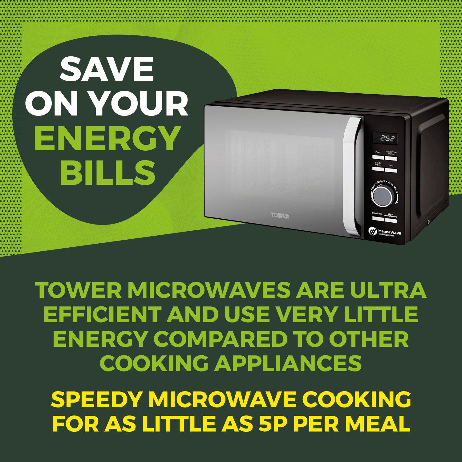 Black - Tower - Cavaletto 20L Manual Microwave - 3