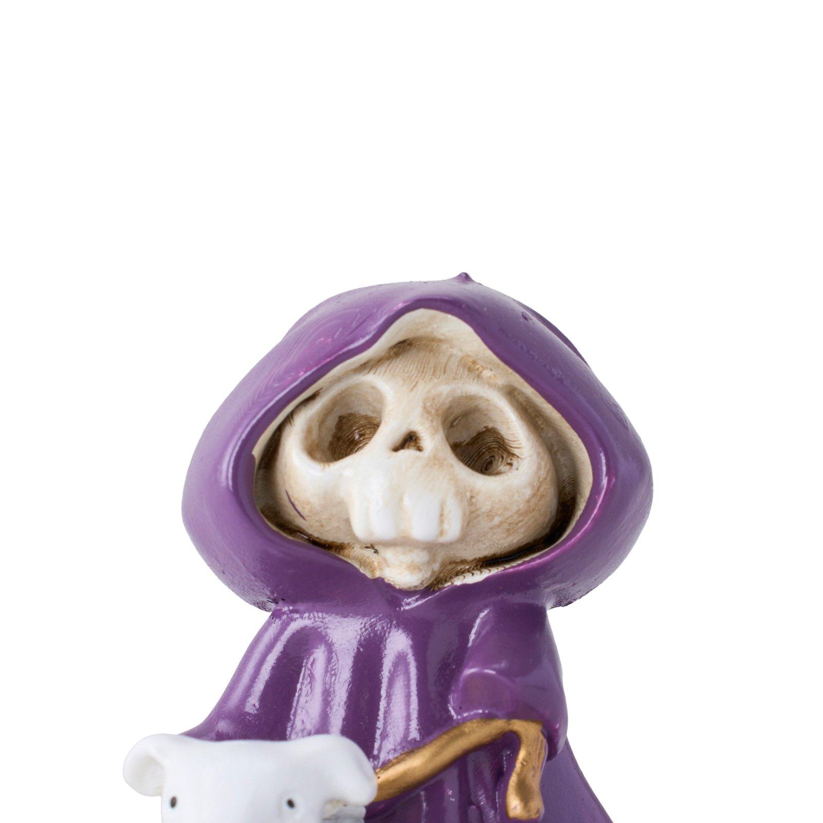 Purple - LIFE IDEAS - Halloween Skull Grim Reaper Walking Dog Figurine - 8