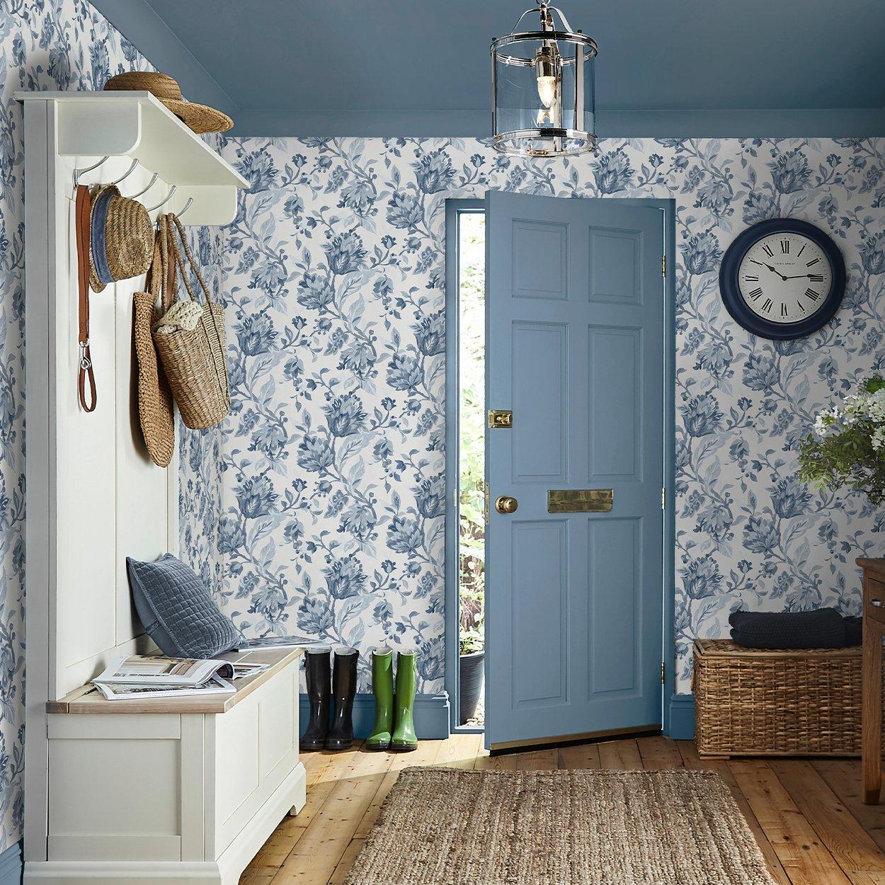 White - Laura Ashley - Laura Ashley Adwick Trail Dark Seaspray Wallpaper - 1