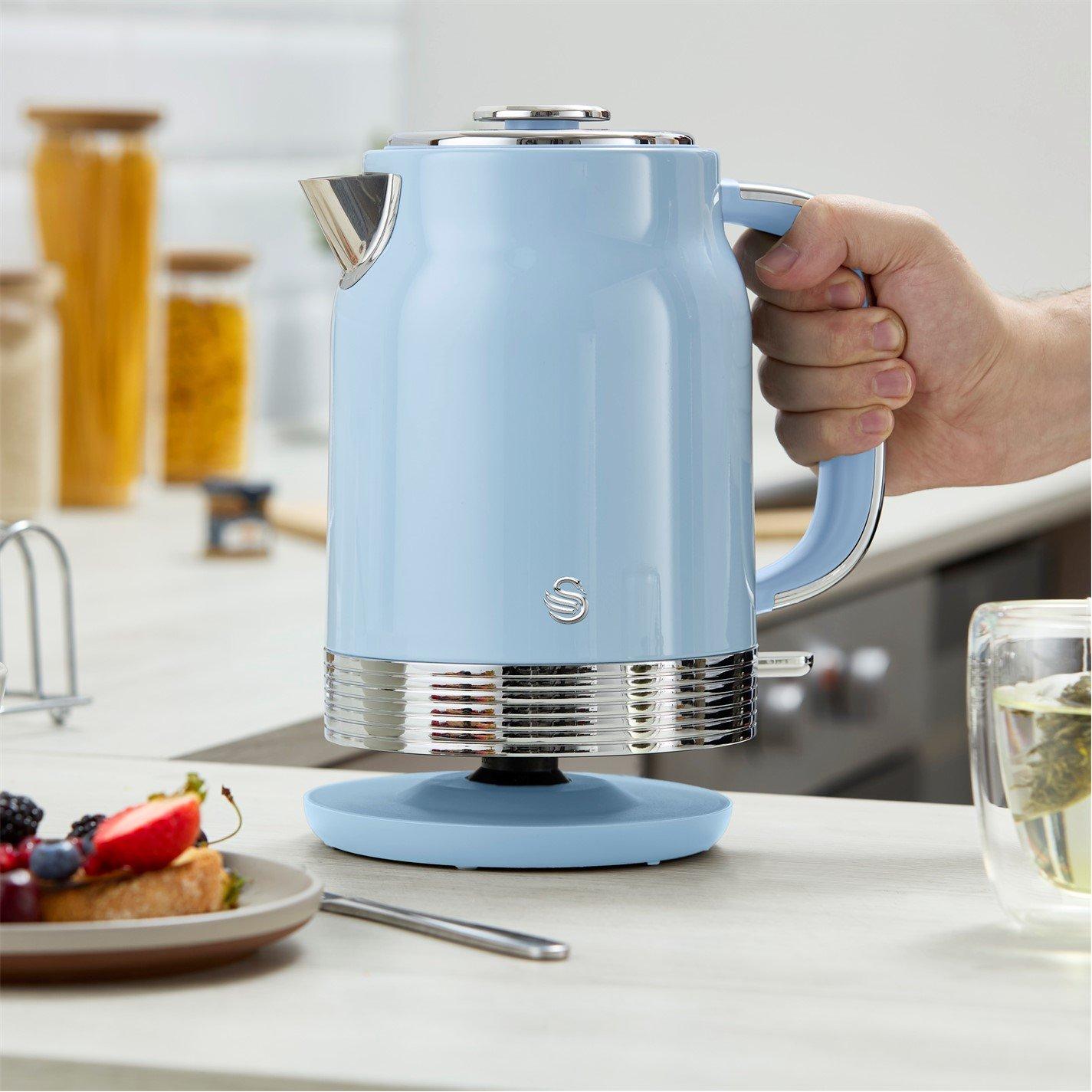 Blue - Swan - Retro Revive Kitchen Set 1.7L Rapid Boil Jug Kettle and 2 Slice Toaster Blue EEJB370 - 2