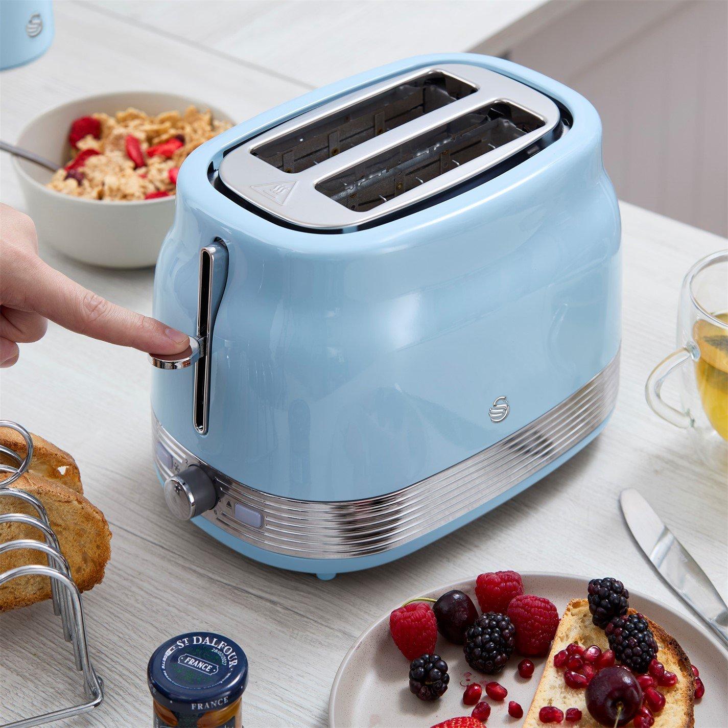 Blue - Swan - Retro Revive Kitchen Set 1.7L Rapid Boil Jug Kettle and 2 Slice Toaster Blue EEJB370 - 3