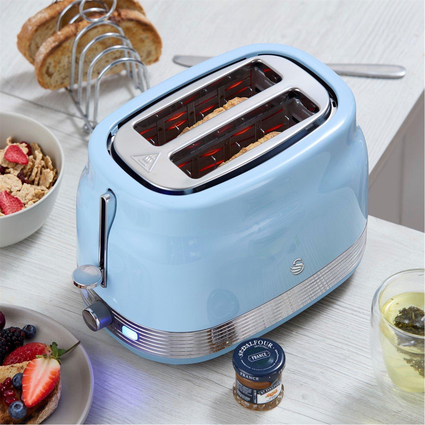 Blue - Swan - Retro Revive Kitchen Set 1.7L Rapid Boil Jug Kettle and 2 Slice Toaster Blue EEJB370 - 5