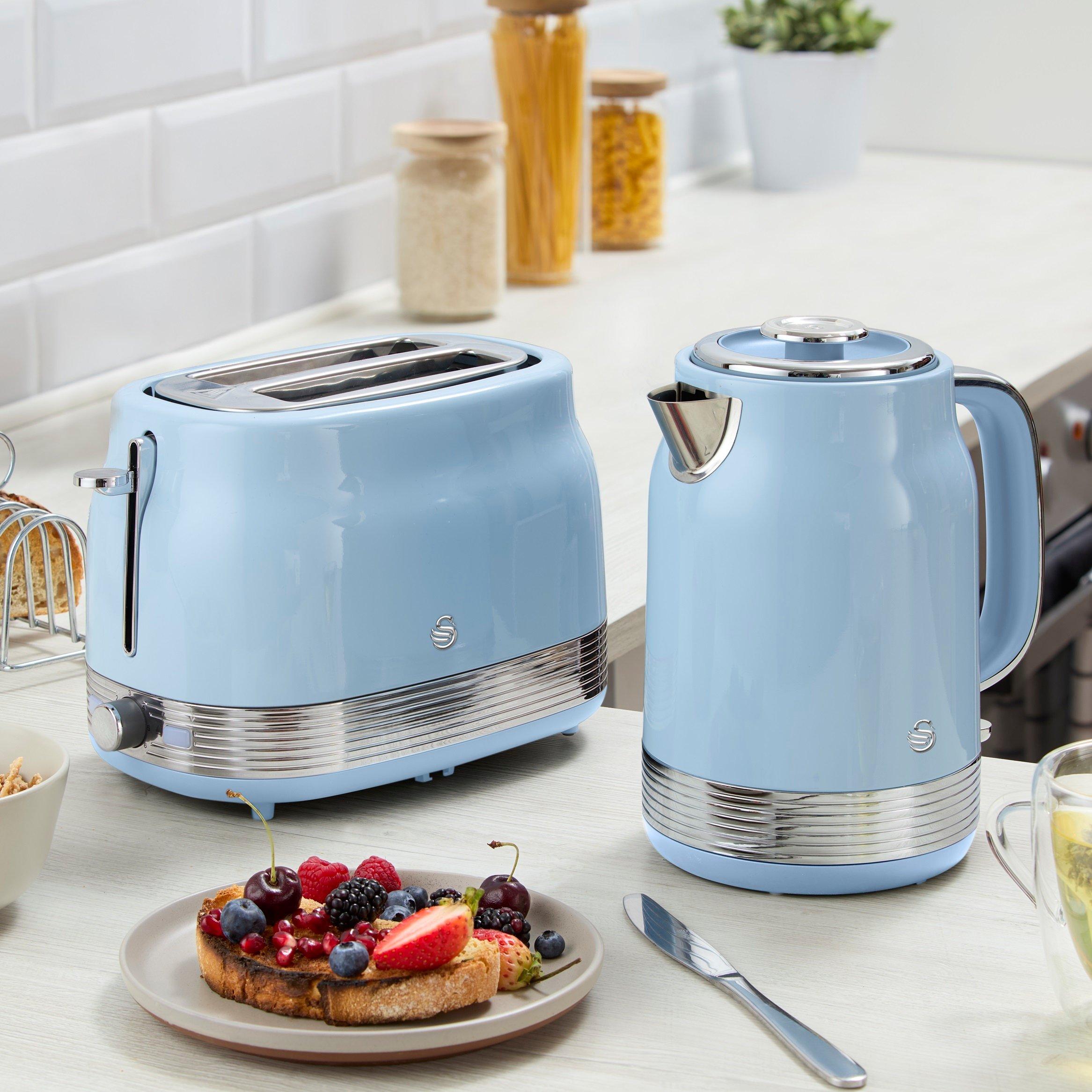 Blue - Swan - Retro Revive Kitchen Set 1.7L Rapid Boil Jug Kettle and 2 Slice Toaster Blue EEJB370 - 7