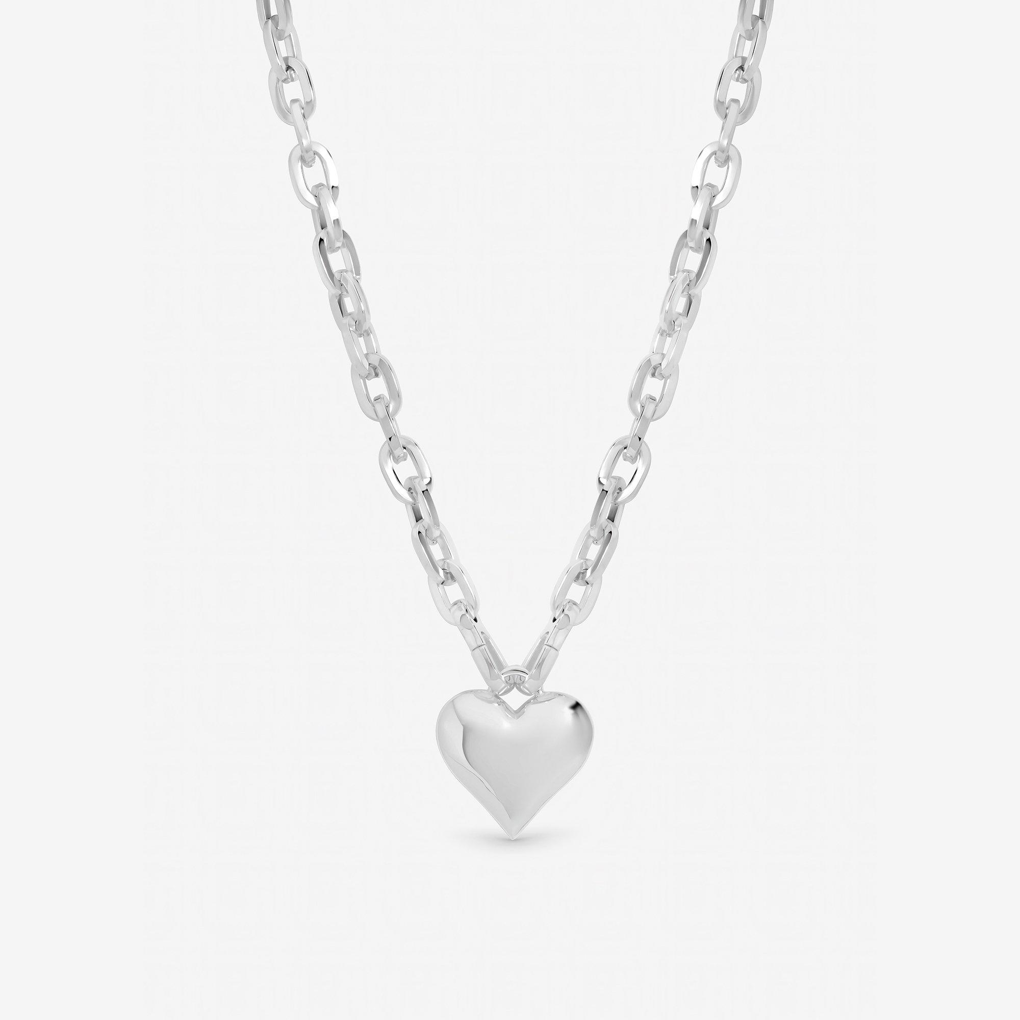 Silver - Mood - Silver Plated Polished Heart Necklace