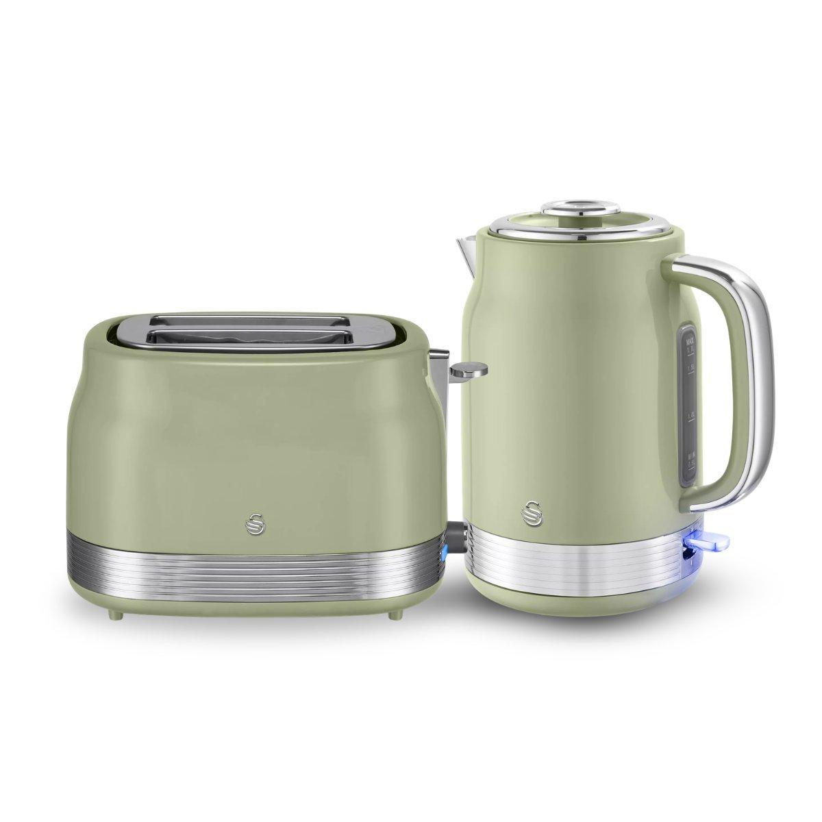 Green - Swan - Swan Retro Kitchen Set - 1.7L Kettle with Removabl - 1