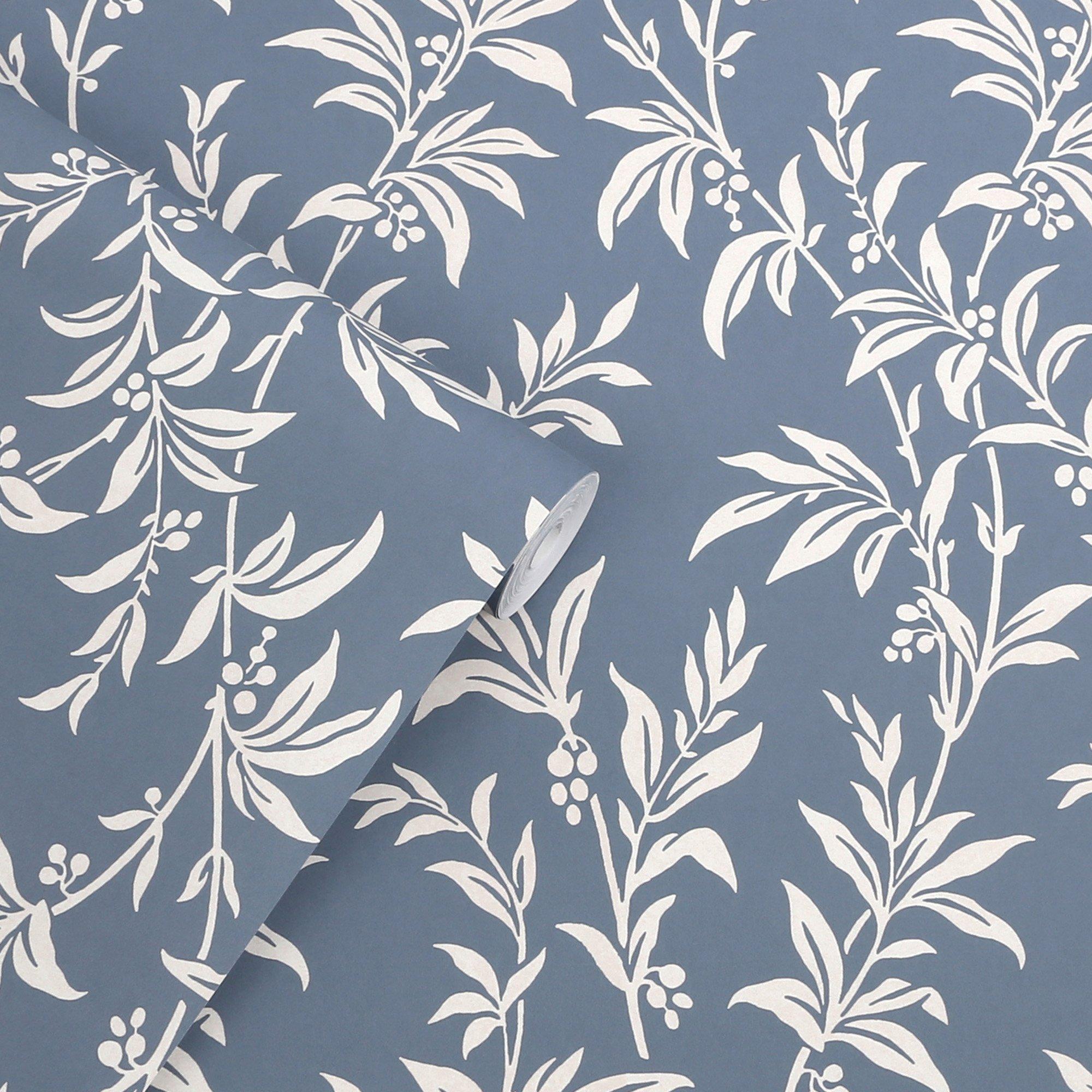 Blue - Laura Ashley - Laura Ashley Paxford Leaves Dark Seaspray Wallpape - 3