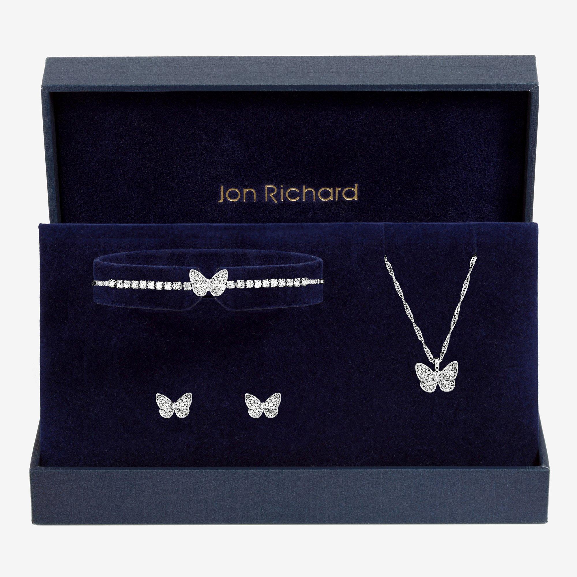 Silver - Jon Richard - Silver Crystal Butterfly Trio Set - Gift Box - 1