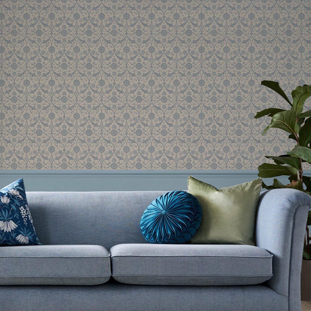 Blue - Laura Ashley - Laura Ashley Endale Trellis Newport Blue Wallpaper - 1