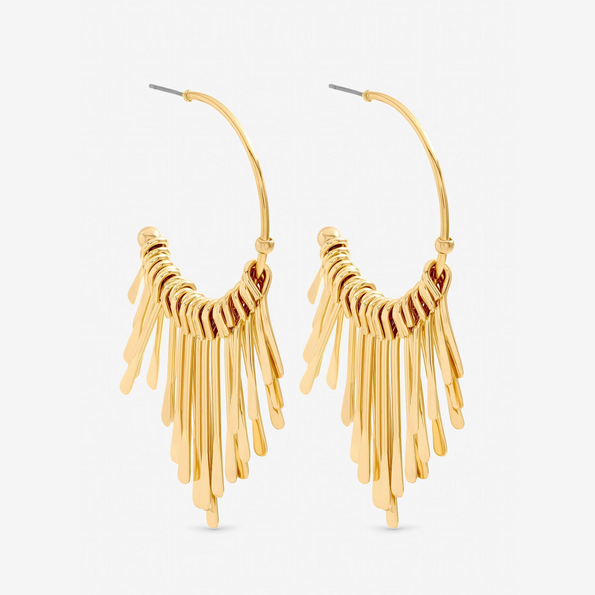 Mood Women's Plated Polished Stick Hoops Gold