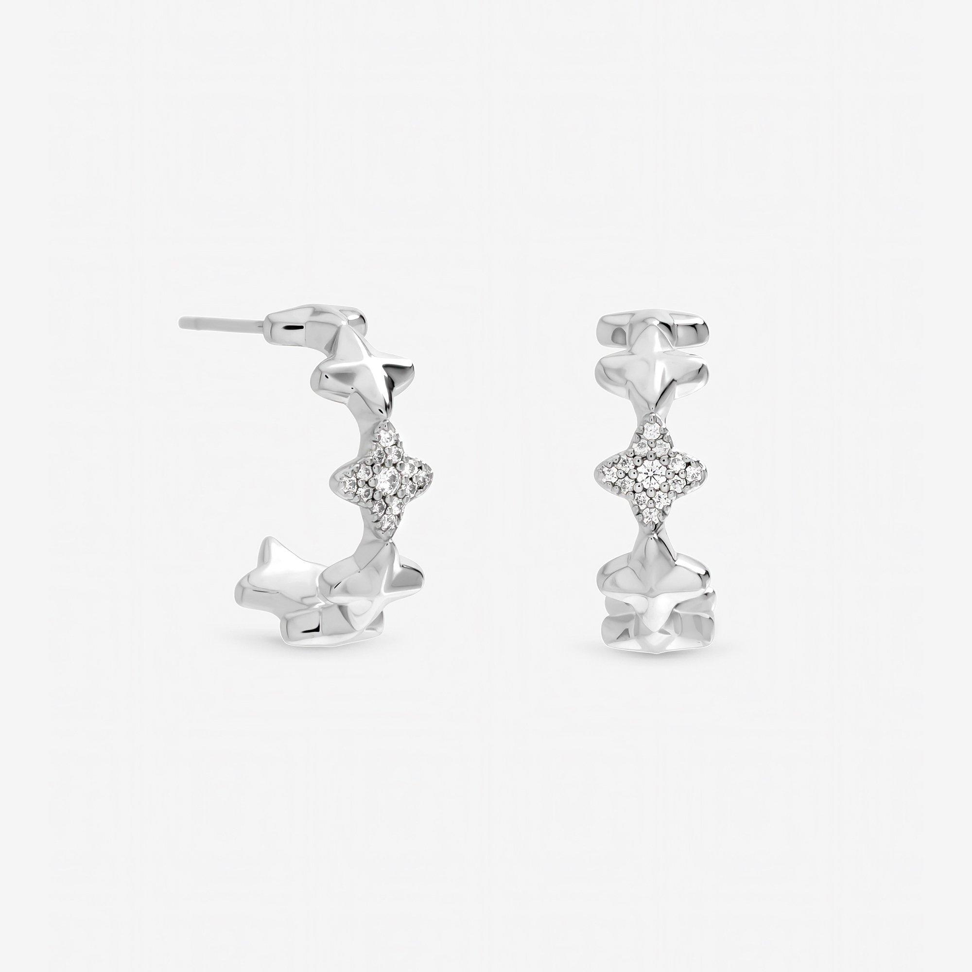 Silver - Inicio - Sterling Silver Plated Celestial Star Hoops - 1