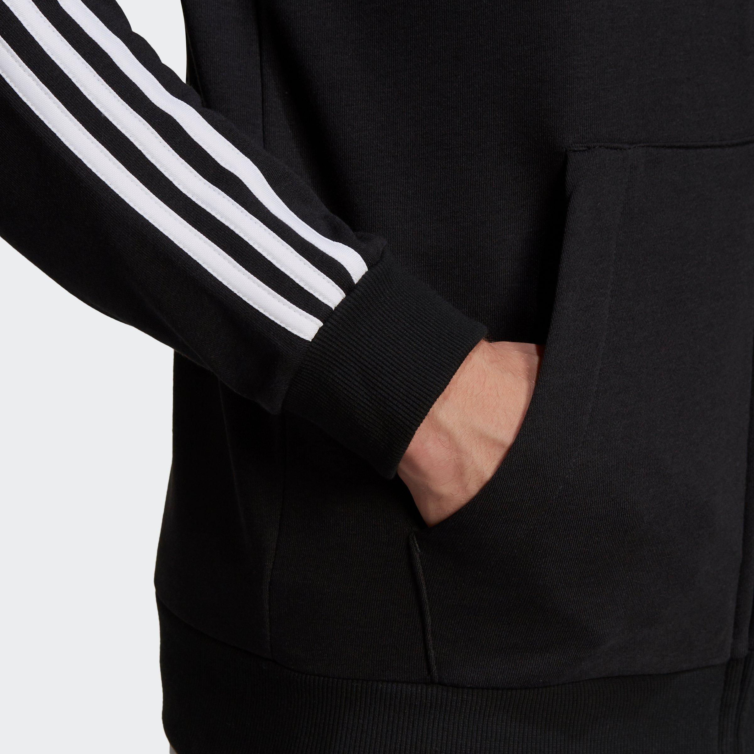 Zwart / Wit - adidas - Essentials French Terry 3-Stripes Full-Zip Hoodie - 5