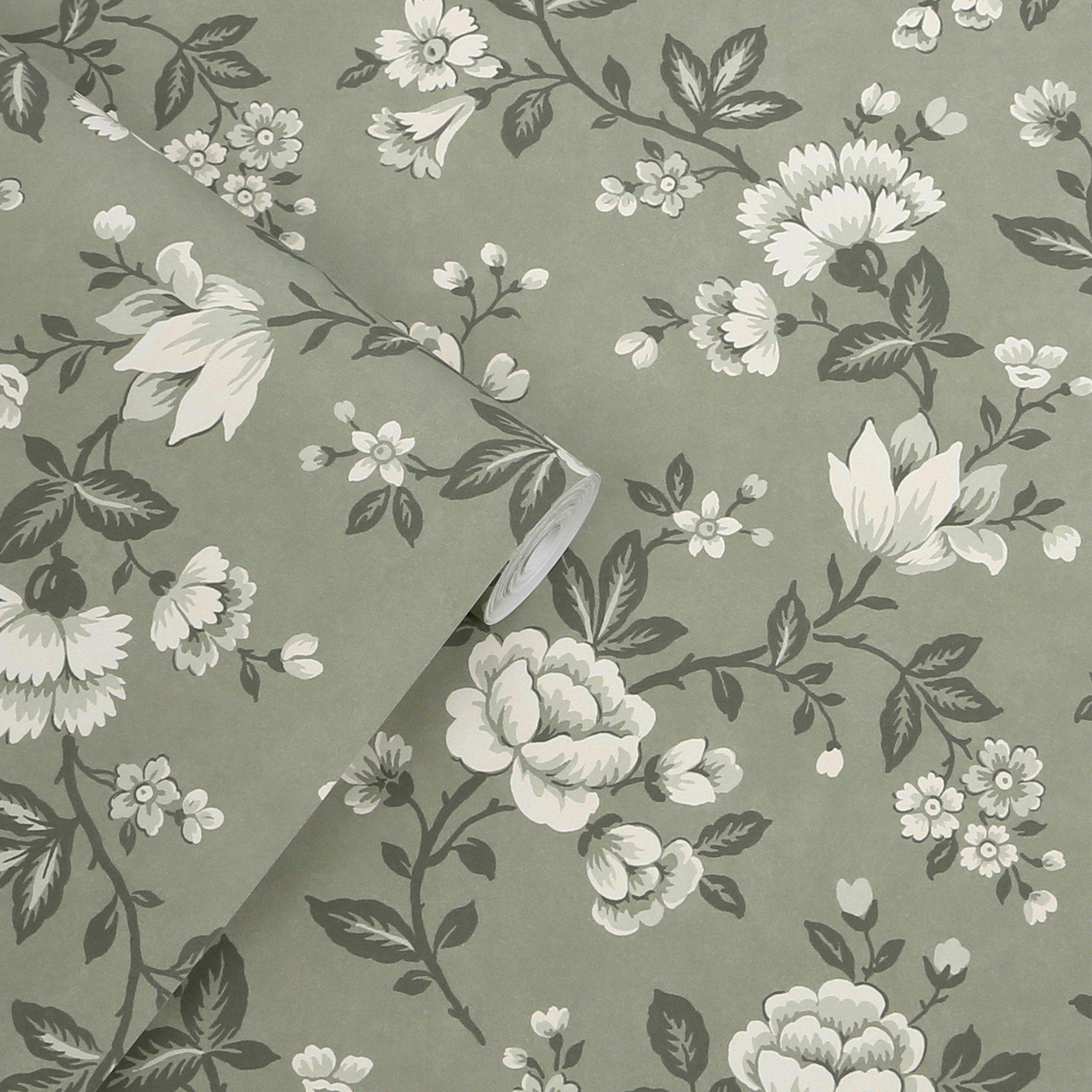 Green - Laura Ashley - Bradenbury Trail Antique Green Wallpa - 3