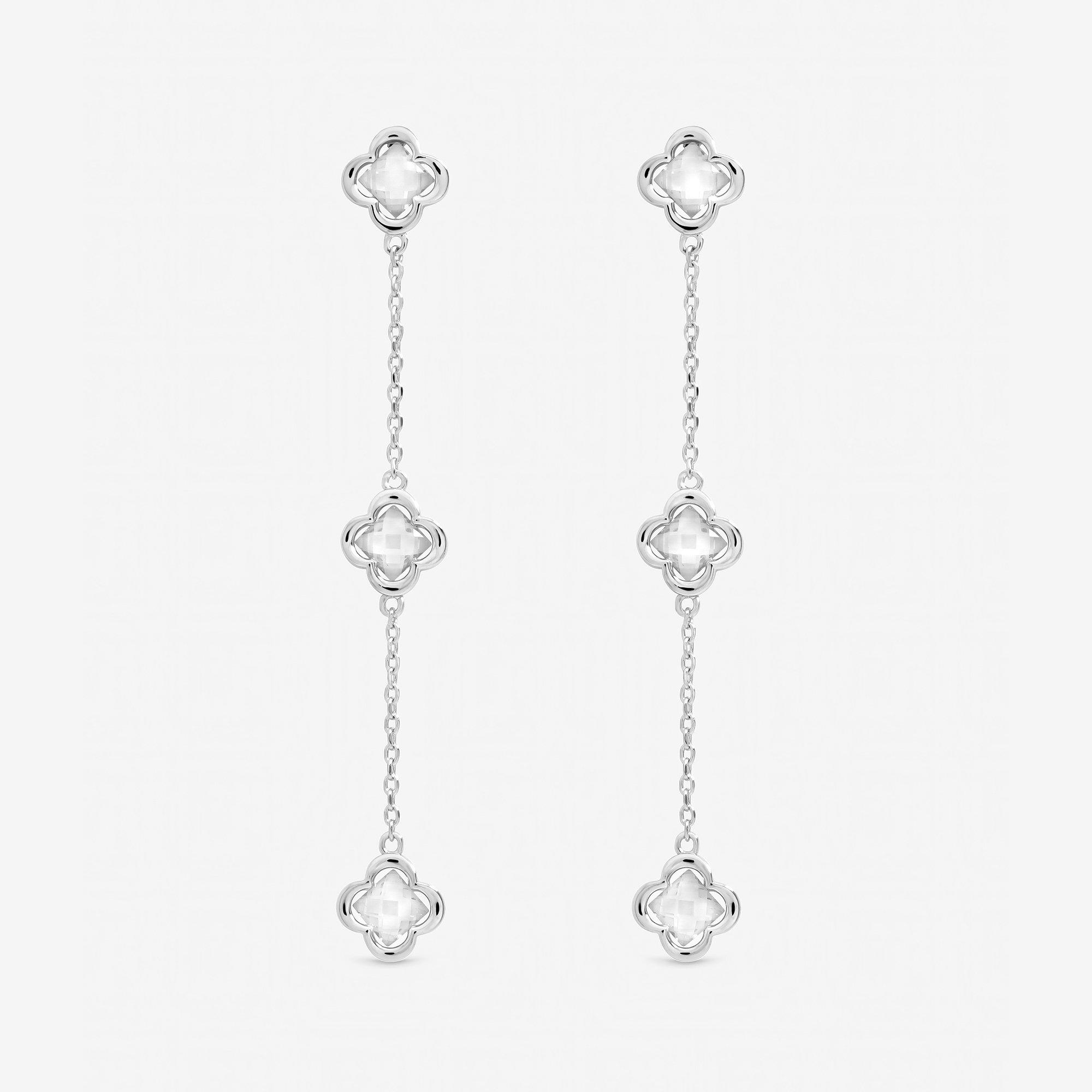 Silver - Inicio - Sterling Silver Plated Crystal Clover Earrings - 1
