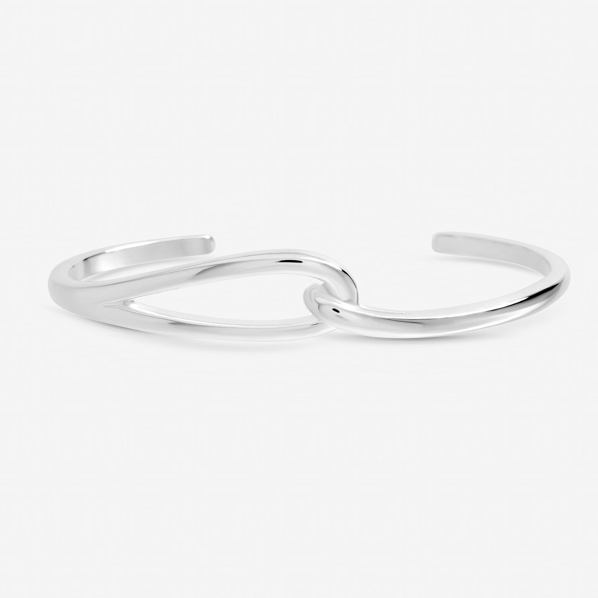Silver - Inicio - Sterling Silver Plated Open Link Cuff - Gift Pouch - 1