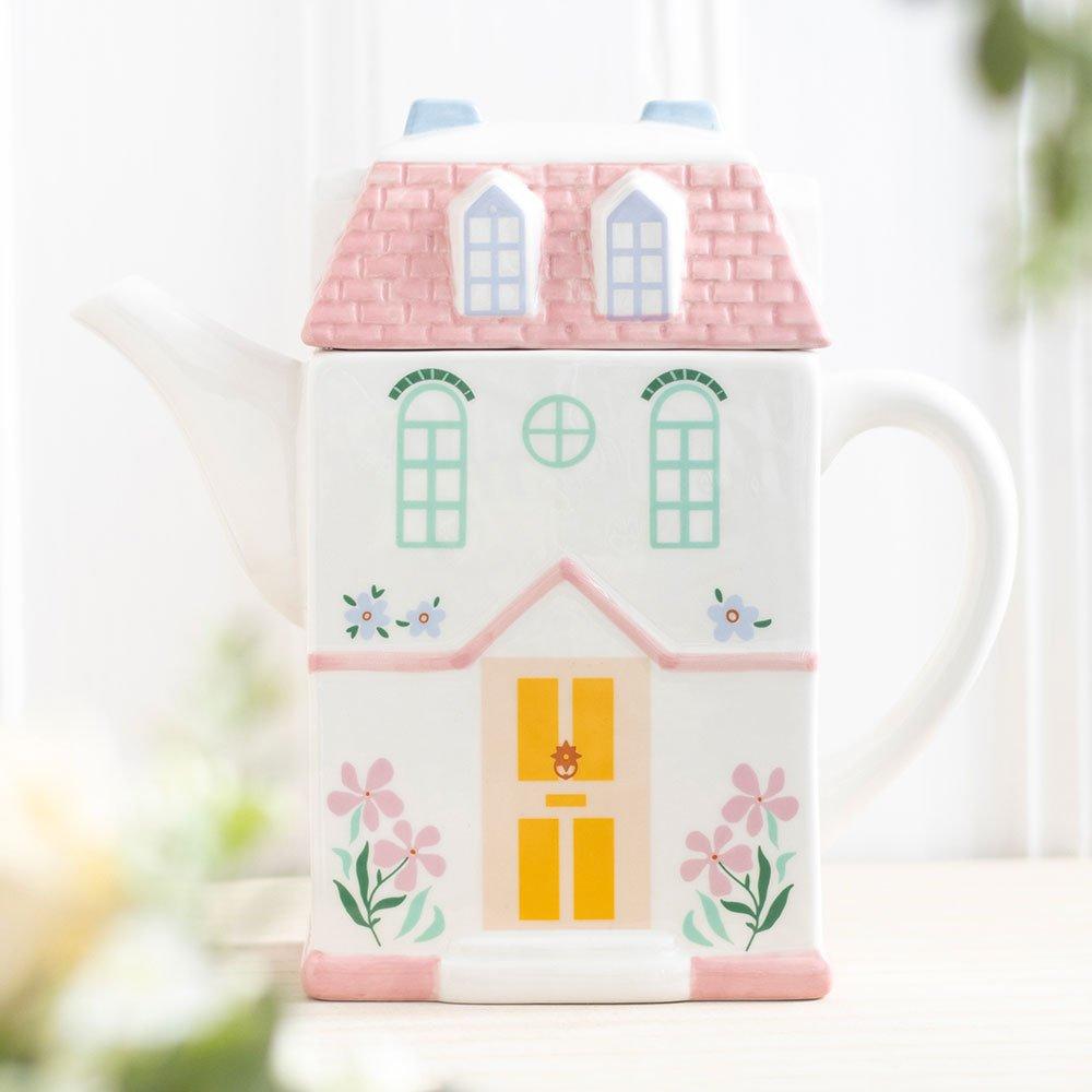 White - Something Different - Pastel House Shaped Teapot - 1