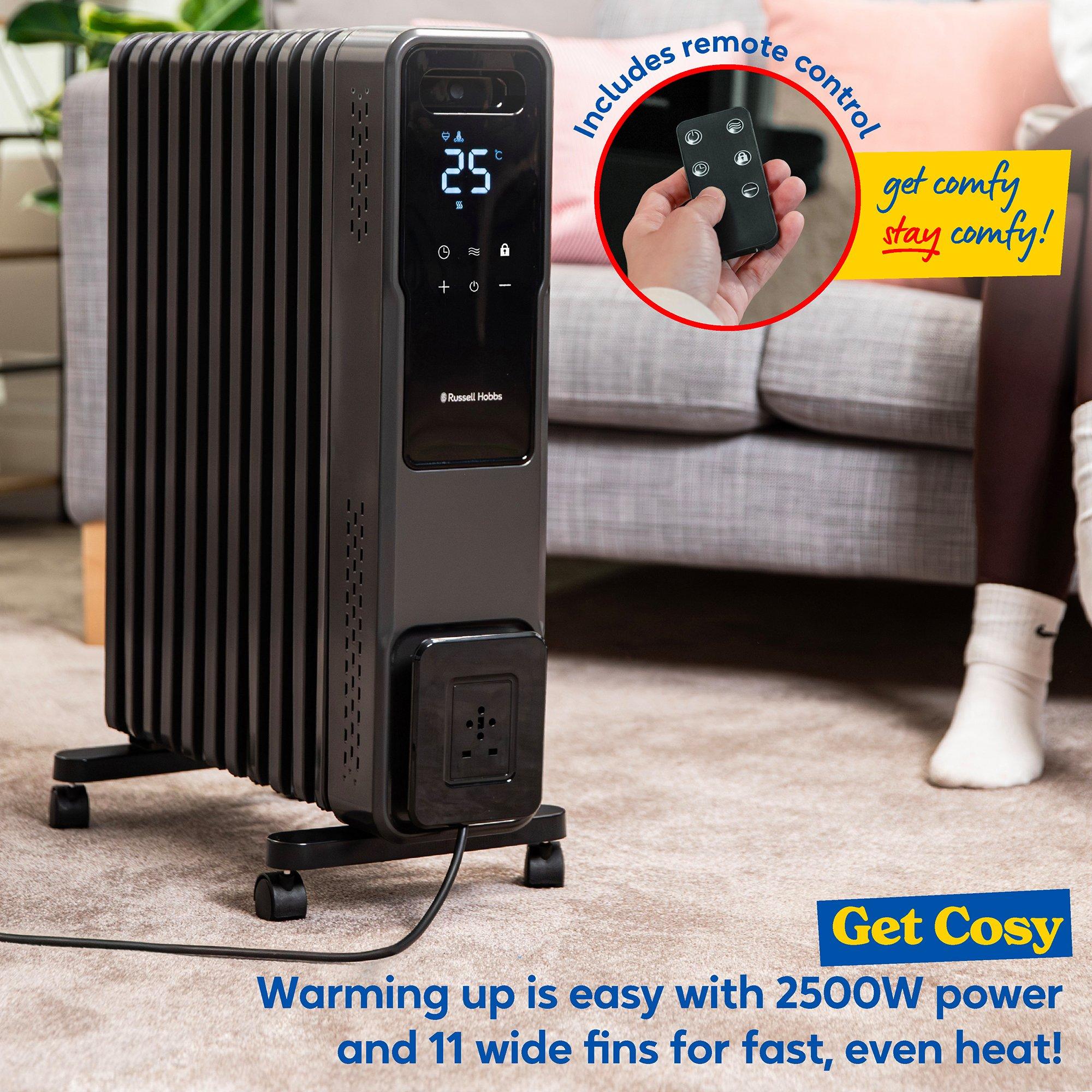 Graphite - Russell Hobbs - RHOFR2500-M-D 11 Fin Digital Oil Filled Radiator - 4