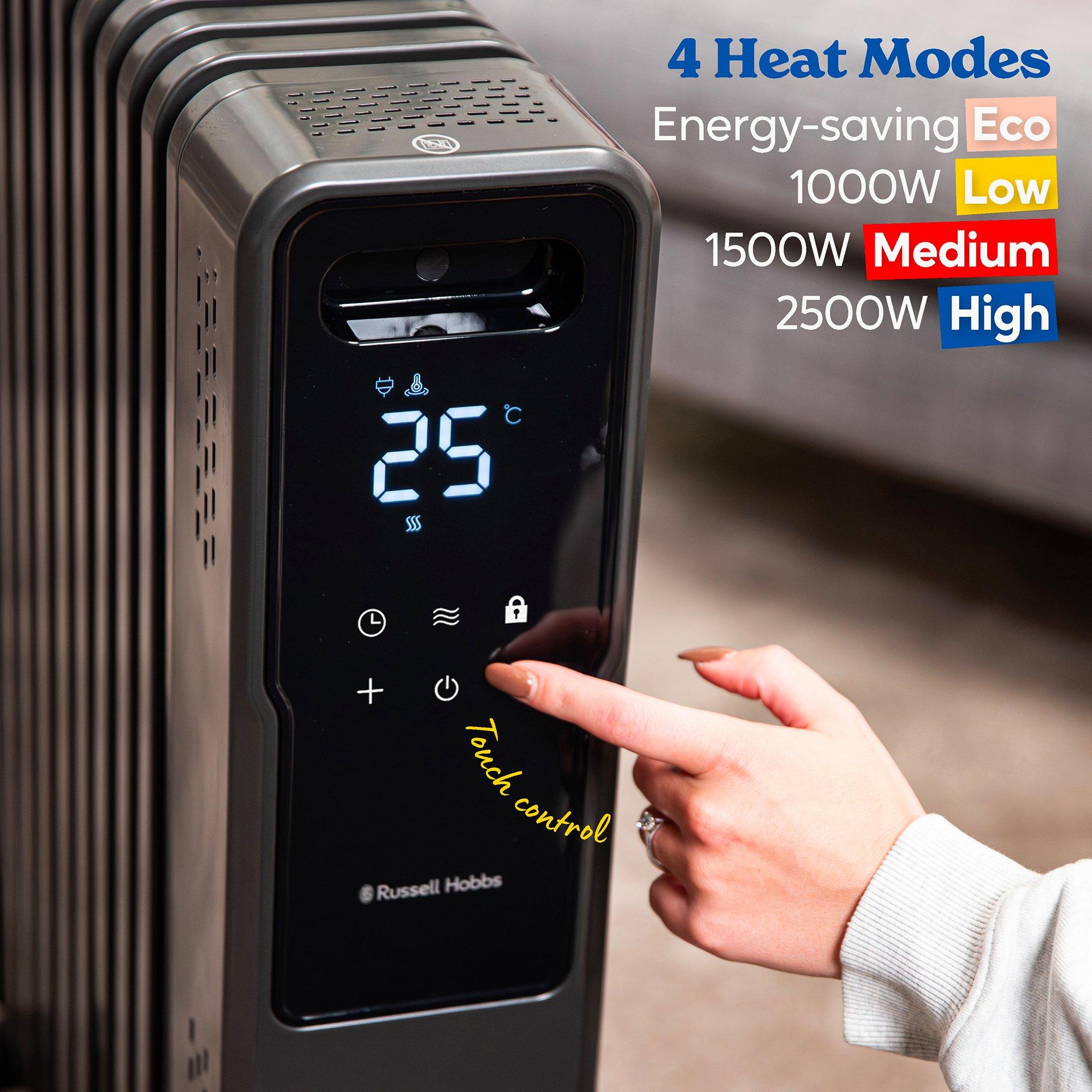 Graphite - Russell Hobbs - RHOFR2500-M-D 11 Fin Digital Oil Filled Radiator - 5