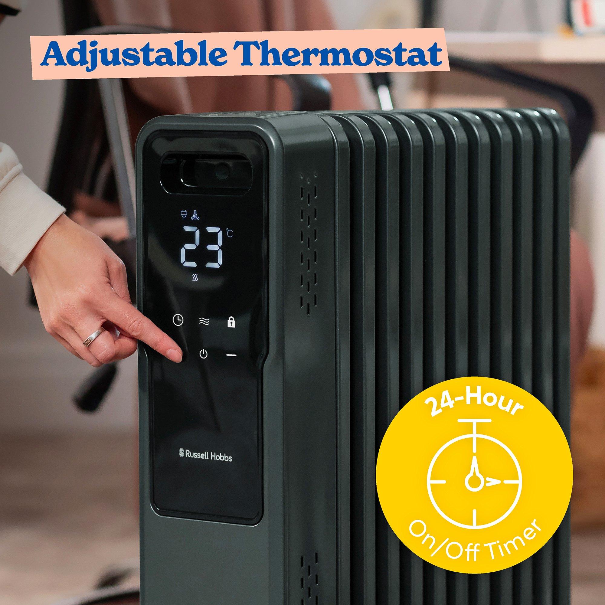 Graphite - Russell Hobbs - RHOFR2500-M-D 11 Fin Digital Oil Filled Radiator - 7