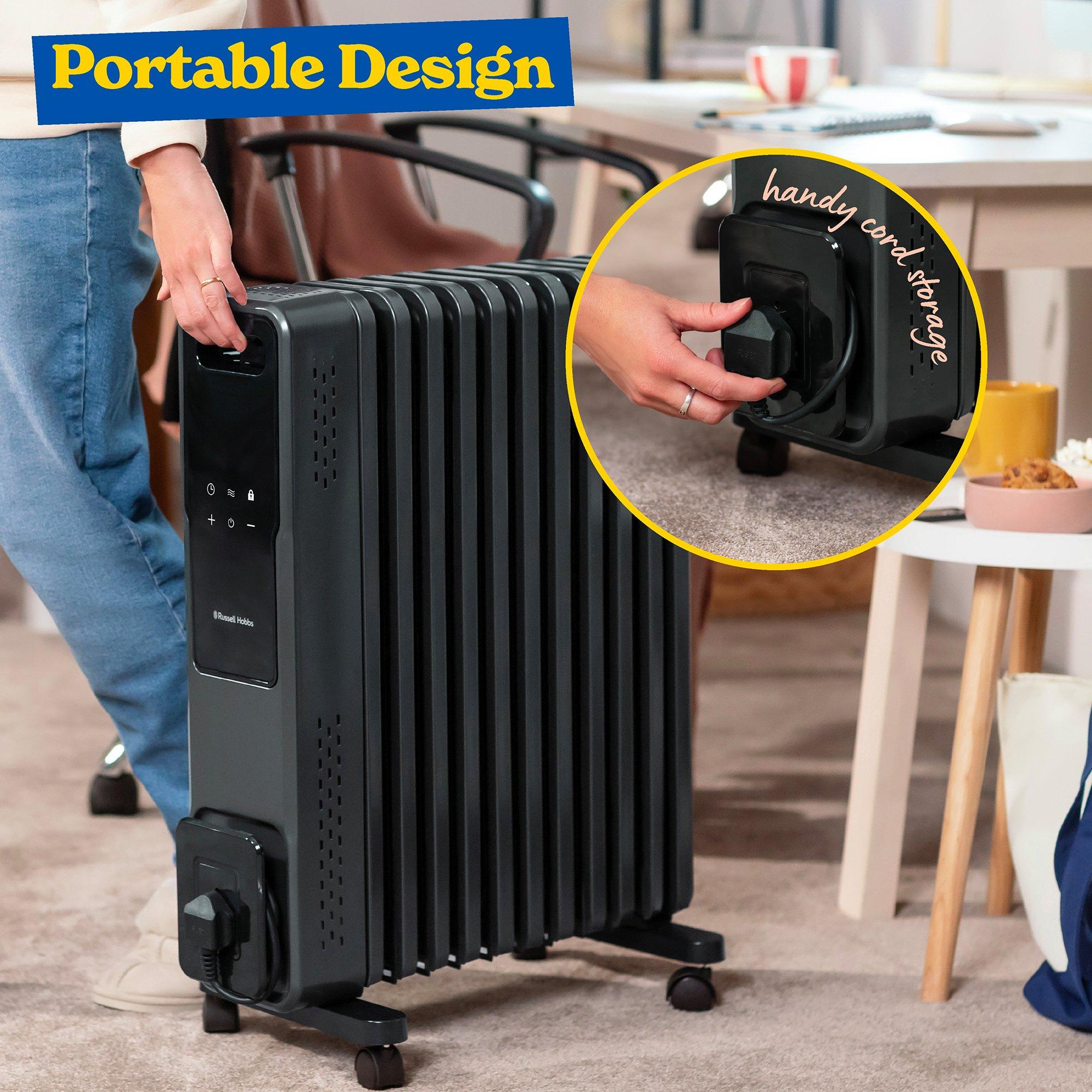 Graphite - Russell Hobbs - RHOFR2500-M-D 11 Fin Digital Oil Filled Radiator - 8