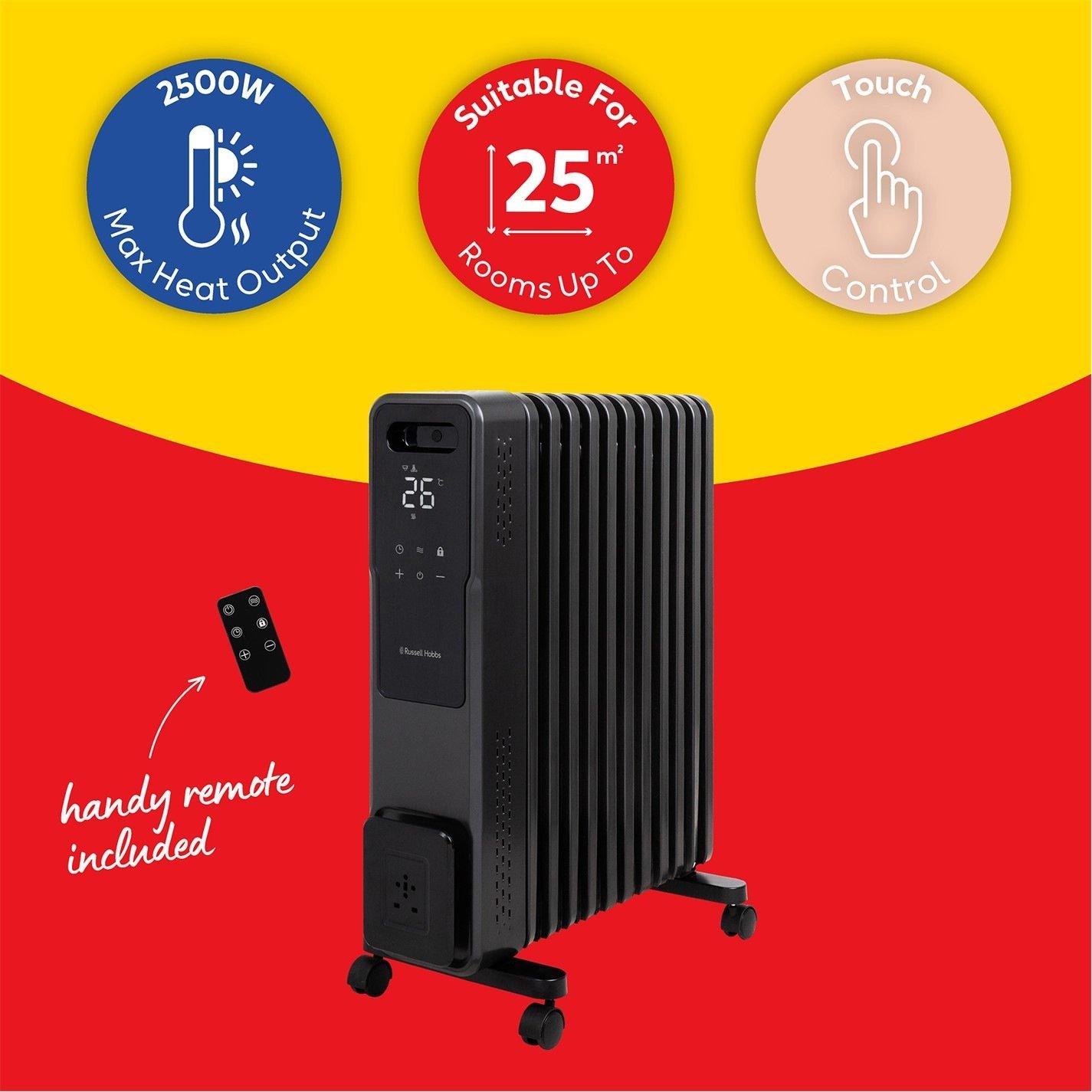 Graphite - Russell Hobbs - RHOFR2500-M-D 11 Fin Digital Oil Filled Radiator - 9