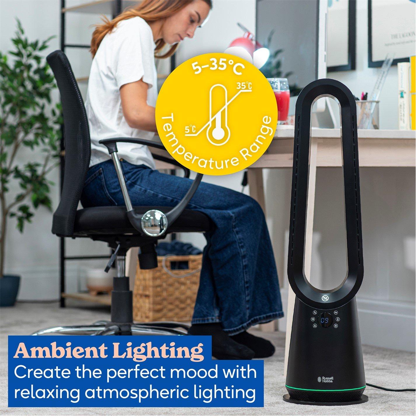 Black - Russell Hobbs - RHBHC2030B Bladeless Heat and Cool Fan with Remote - 8